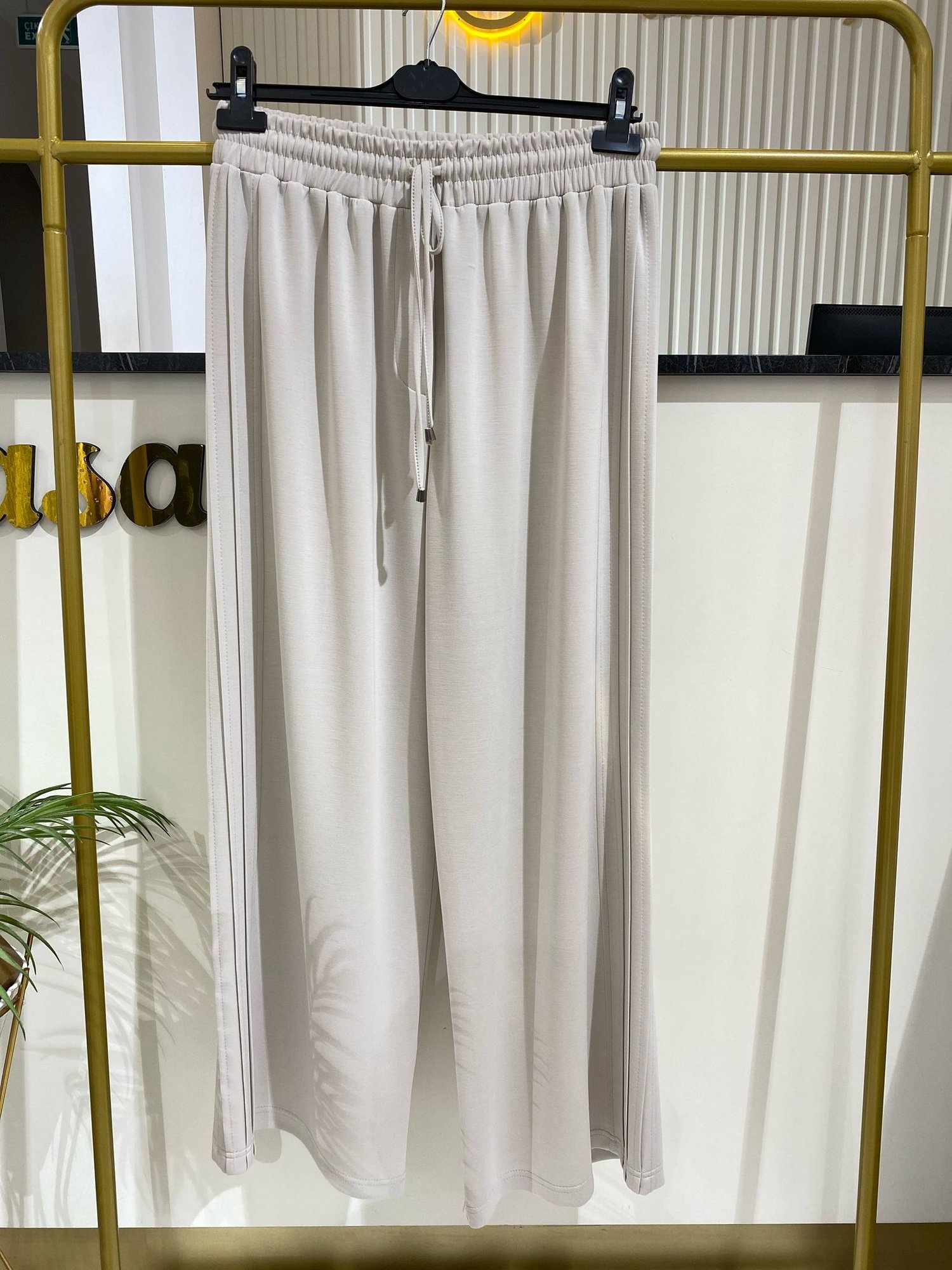 Sentez Berlin Yanı Nervürlü Geniş Paça Pantolon 5581 - TAŞ