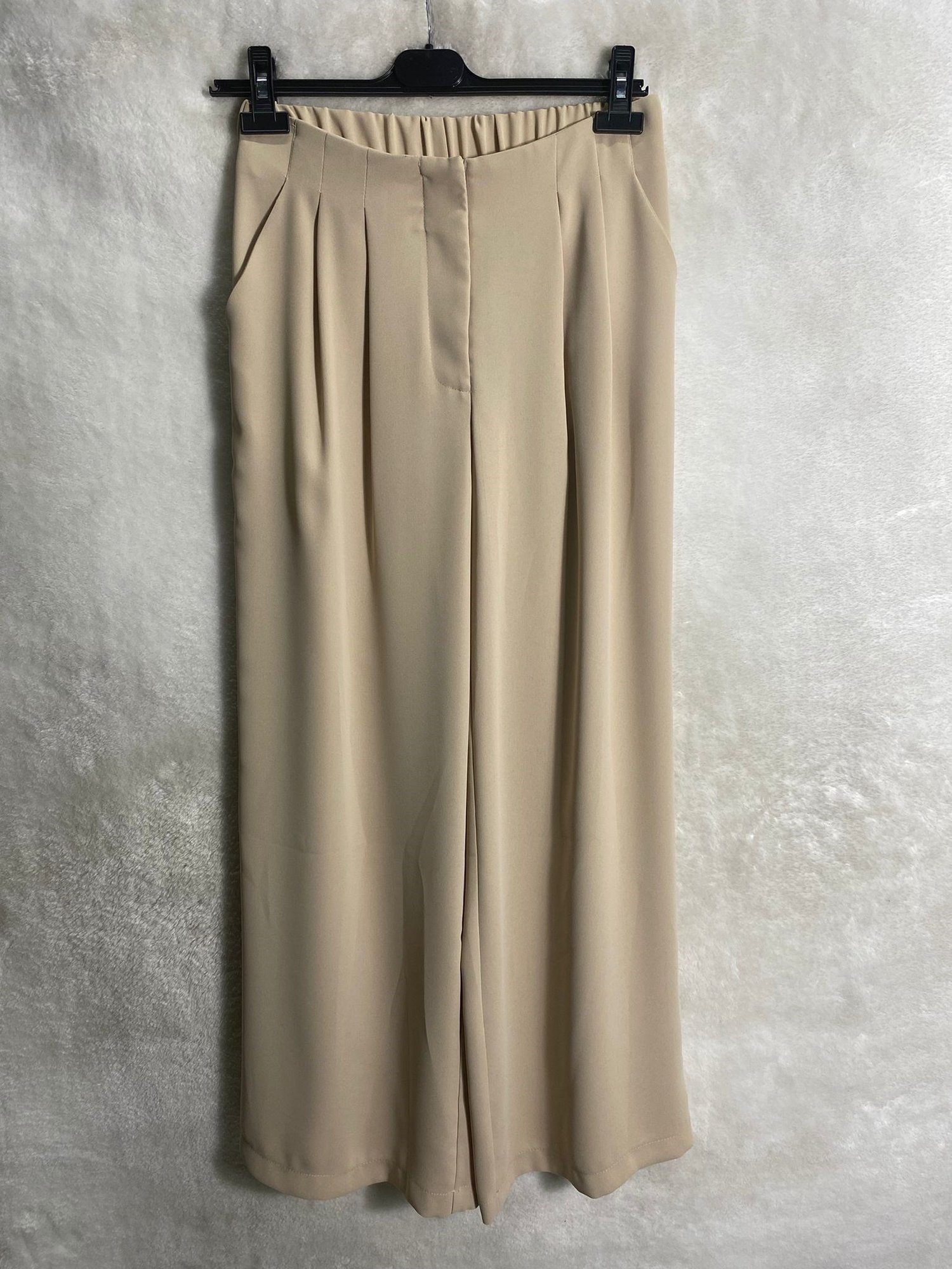 Sentez Çift Pile Geniş Paça Krep Pantolon 5558 - TAŞ