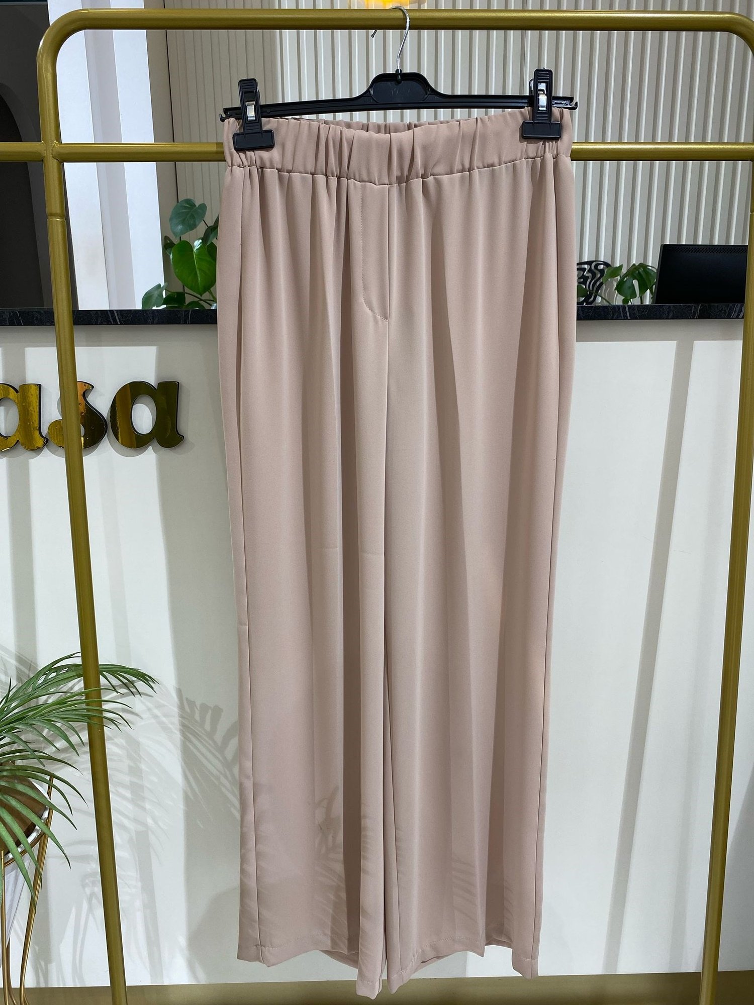 Sentez Dıştan Kemerli Geniş Paça Pantolon 5381 - TAŞ