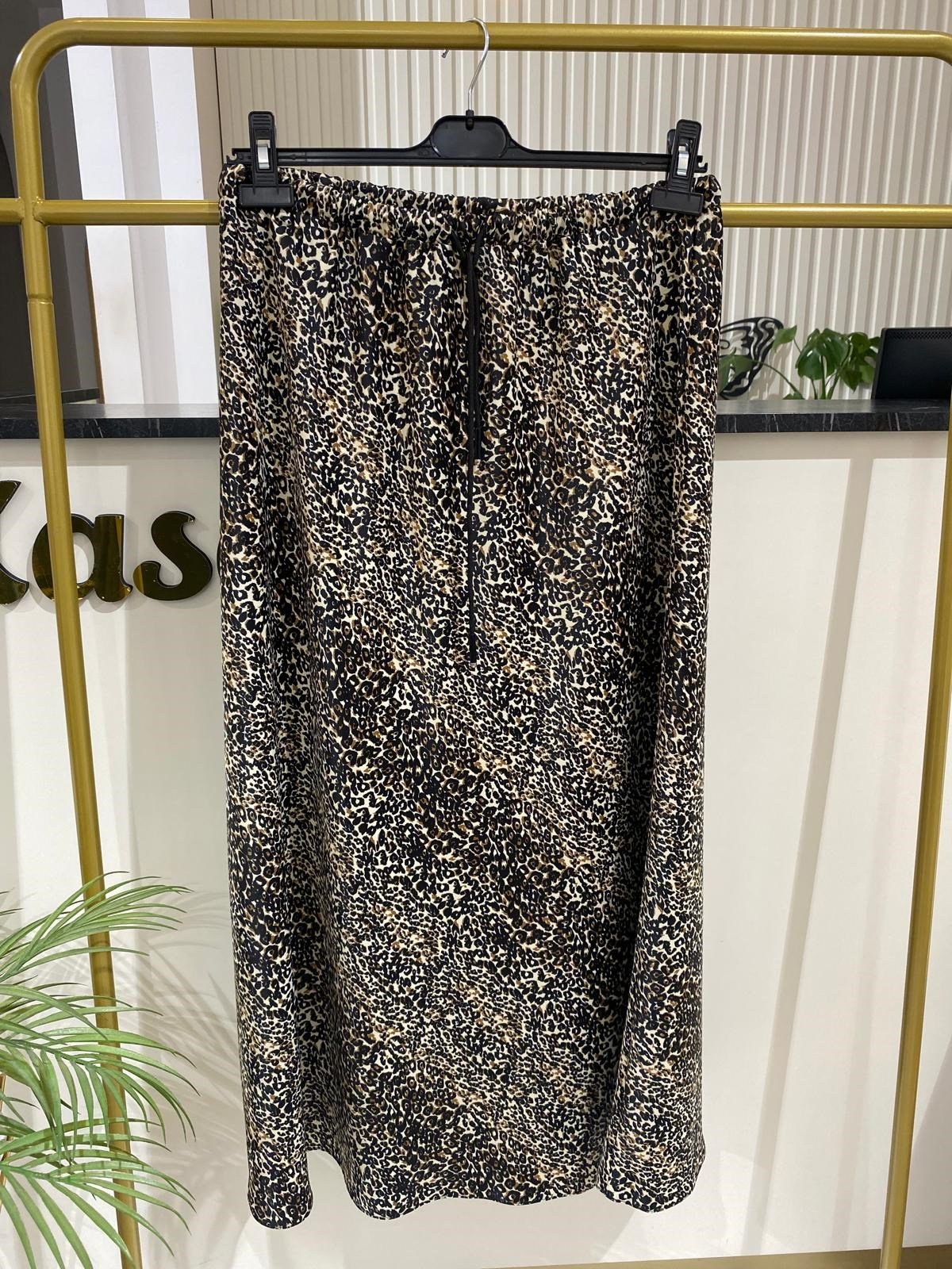 Sentez Leopar Kiloş Etek 5451 - KAHVE