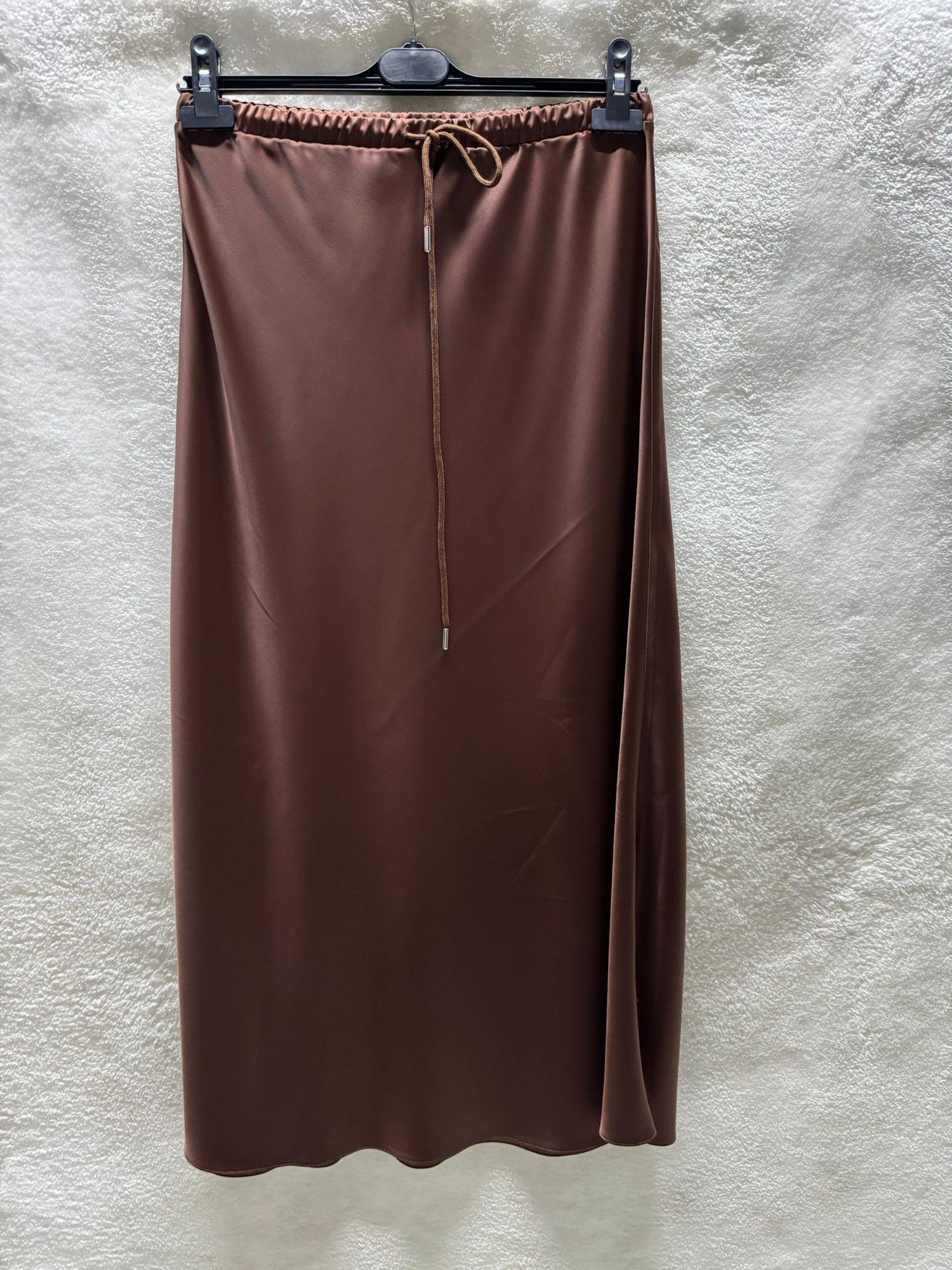 Sentez Luna Saten Volanlı Etek 5457 - KAHVE