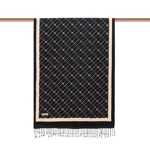 Siyah Monogram İpek Şal 7553 - SİYAH