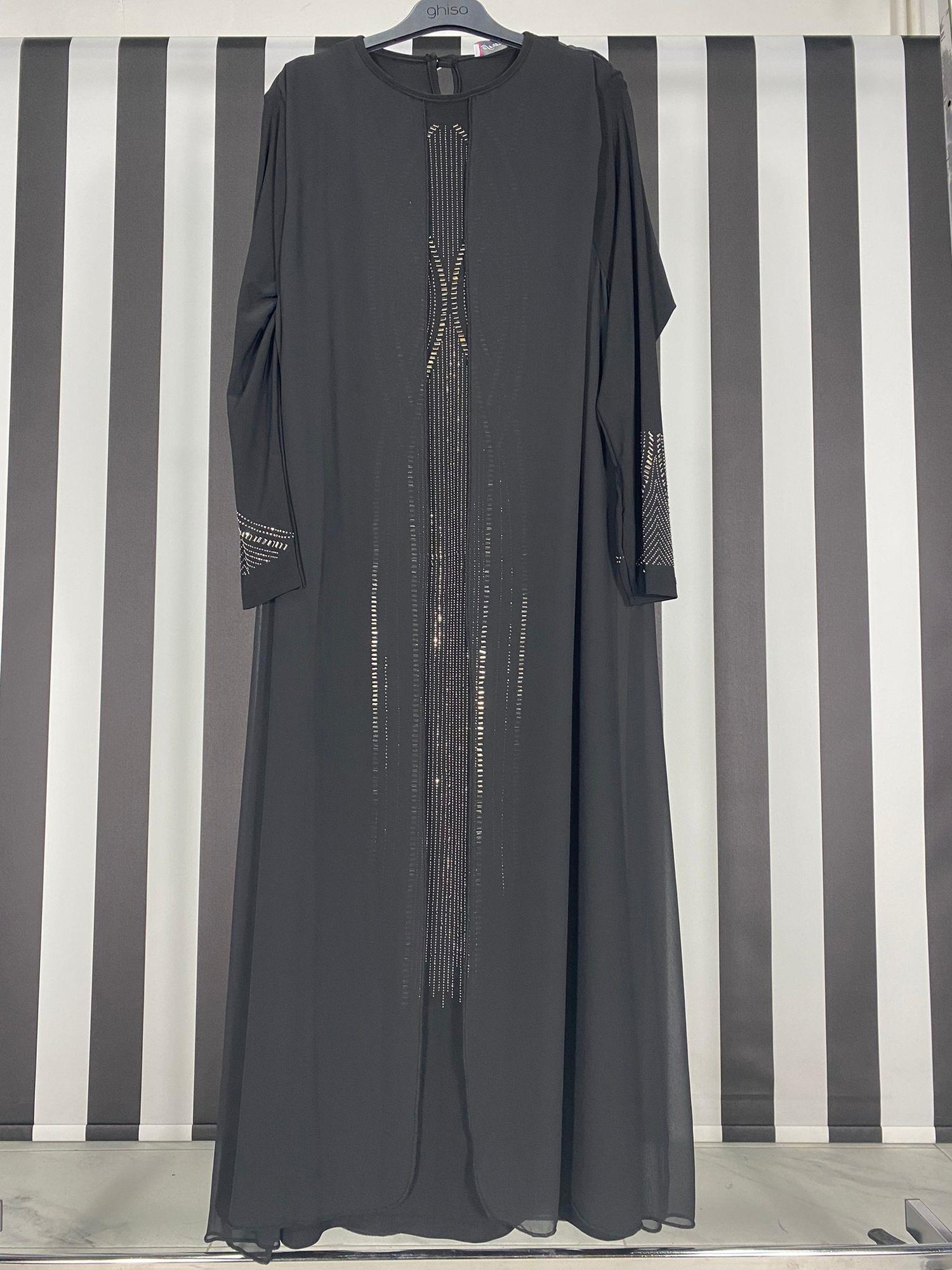 Taş Baskı Detaylı Abiye 4414 - SİYAH