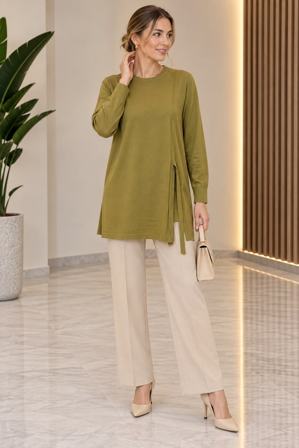 Tığ Triko Tnk.22111.1 - Bağlama Detaylı Rayon Tunik