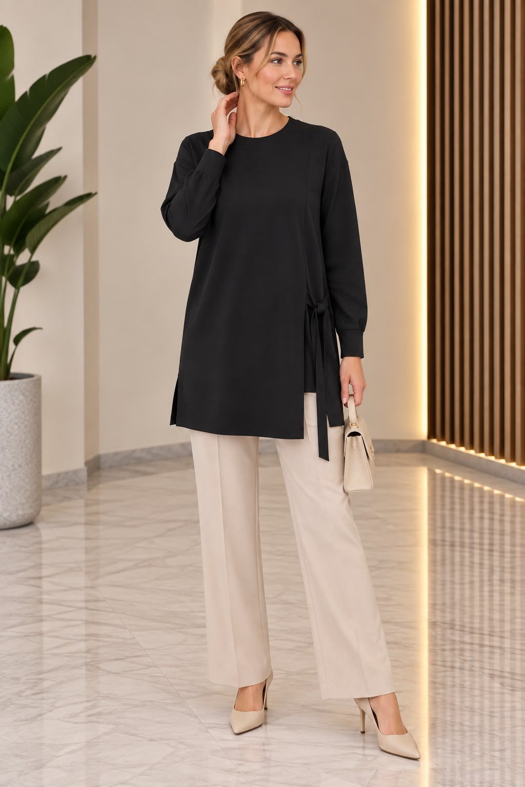 Tığ Triko Tnk.22111.1 - Bağlama Detaylı Rayon Tunik