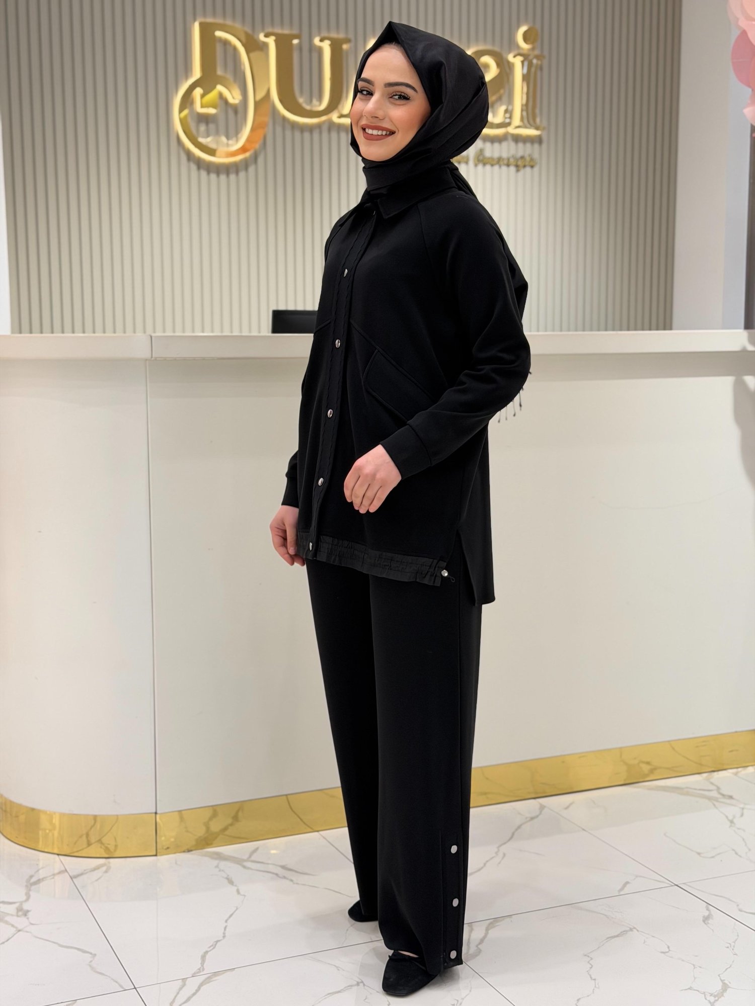 Tkm.5055.01 Zikzak Nervür Detaylı Pantolonlu İkili Takım