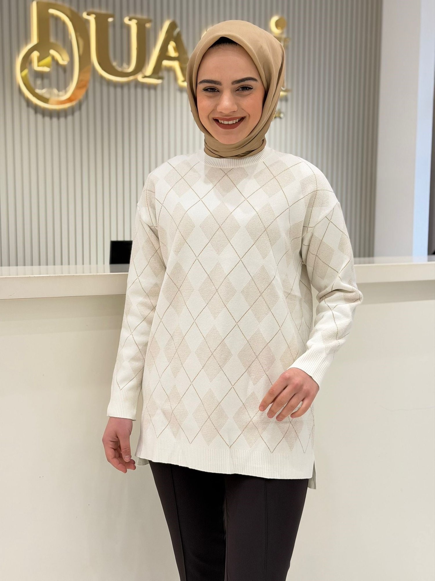 Tnk.21855.1 Baklava Desenli Triko Tunik