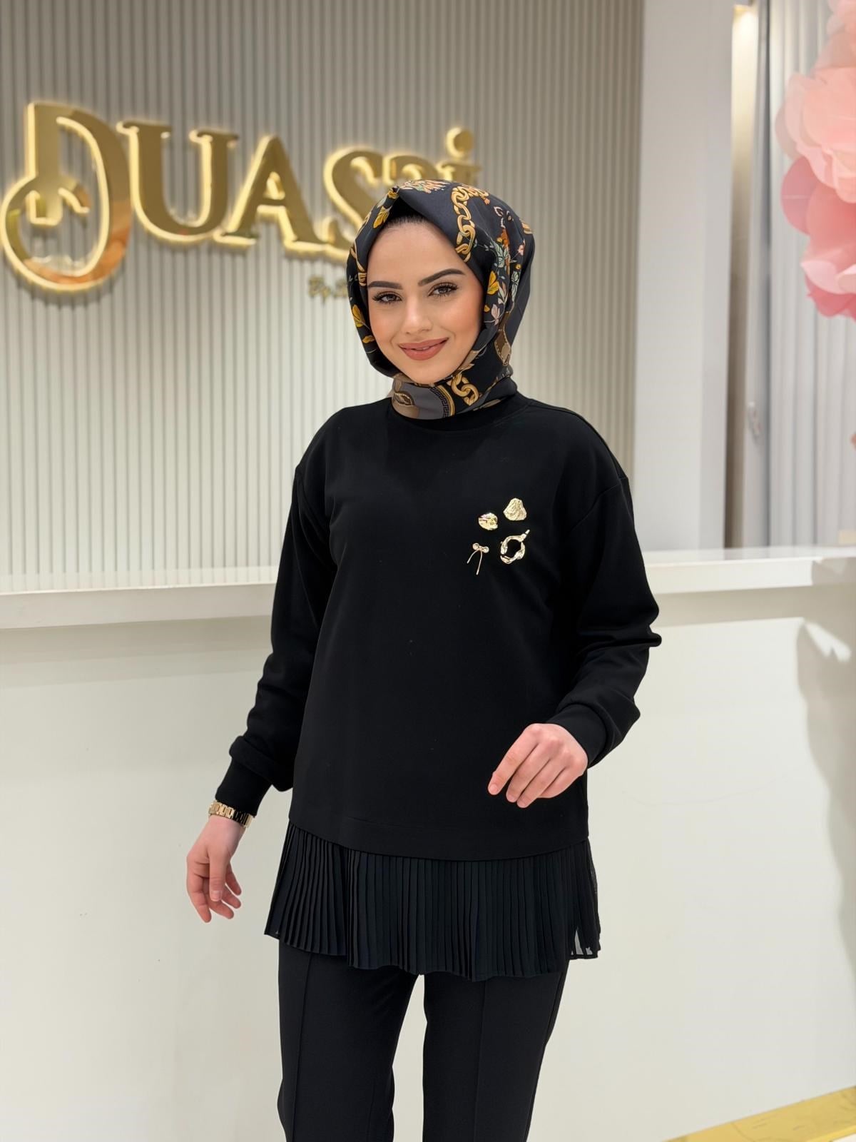 Tnk.4012.01 Plise Detaylı Aksesuarlı Tunik