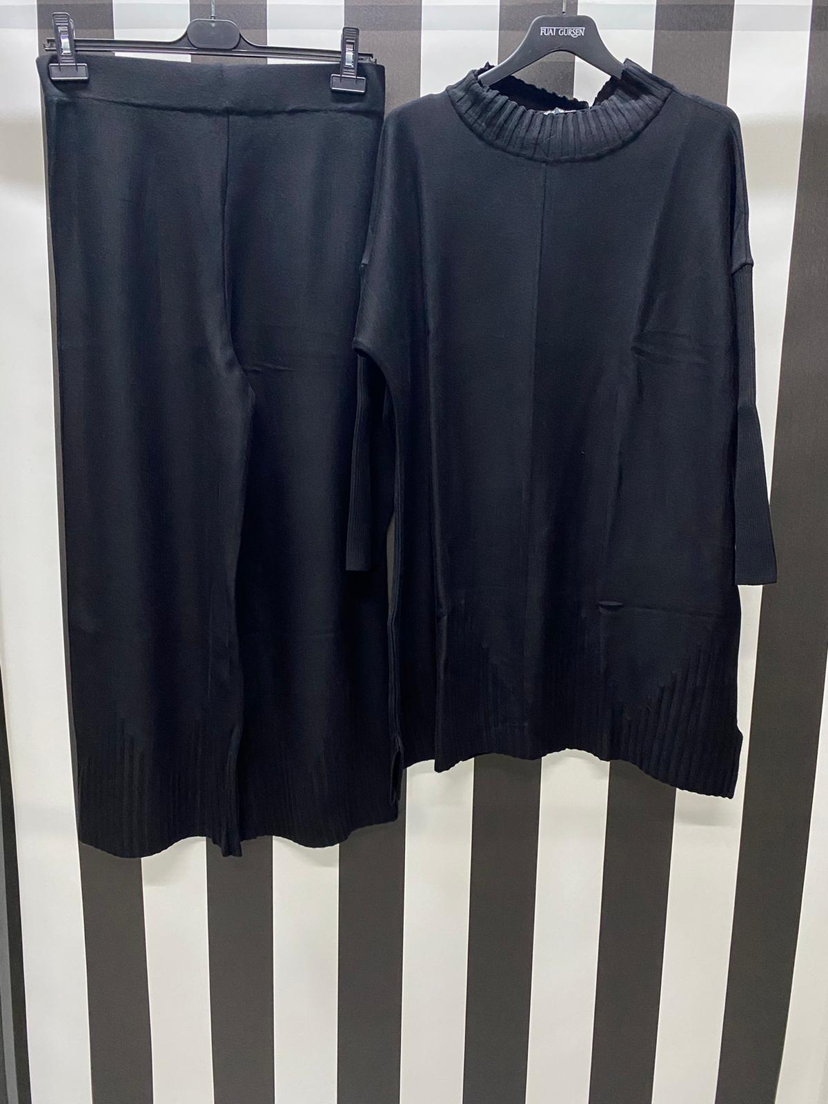 Triko Tunik Pantolon Takımı 4463 - SİYAH