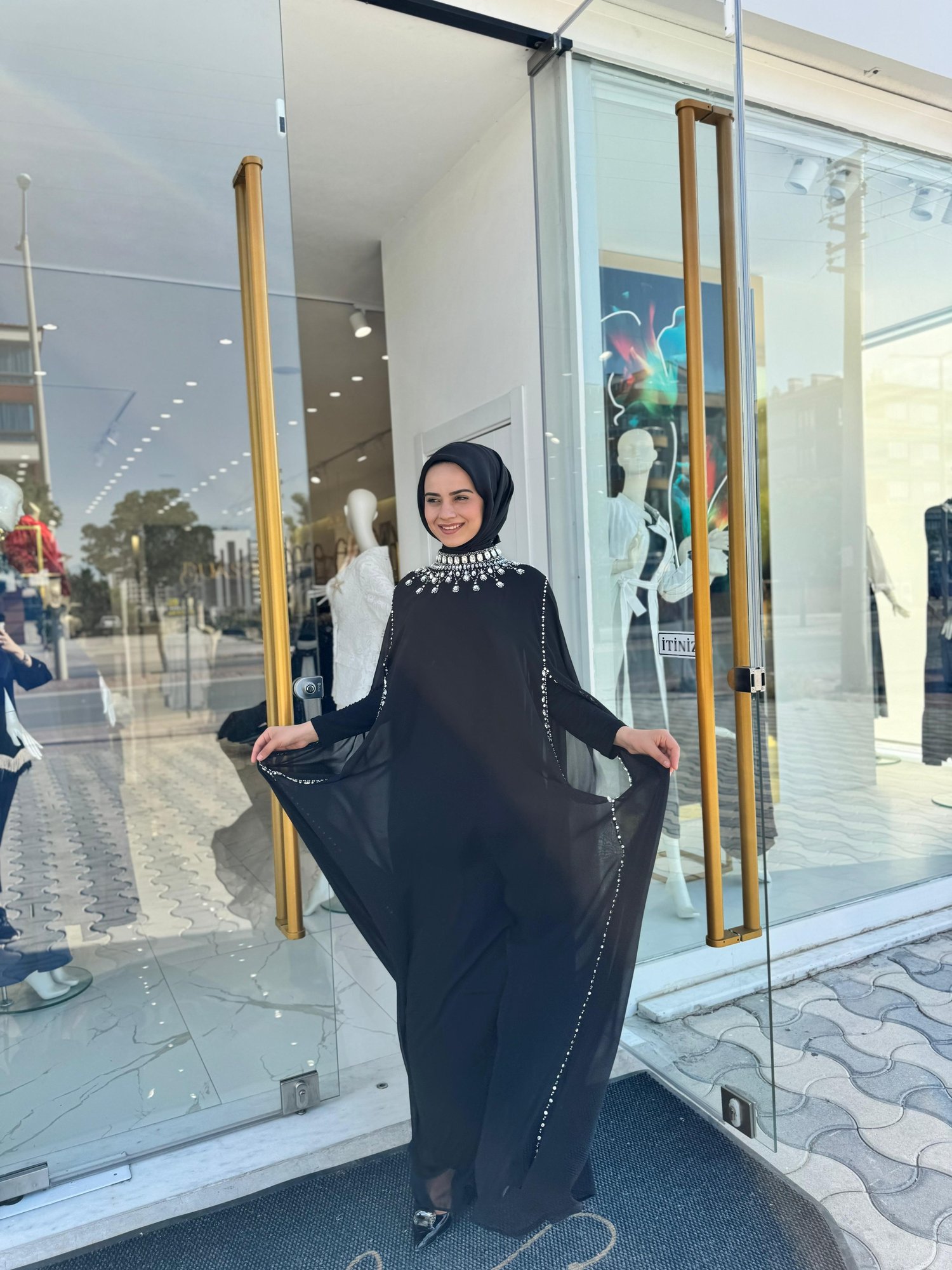 White Corner 2957 Elbise  - SİYAH