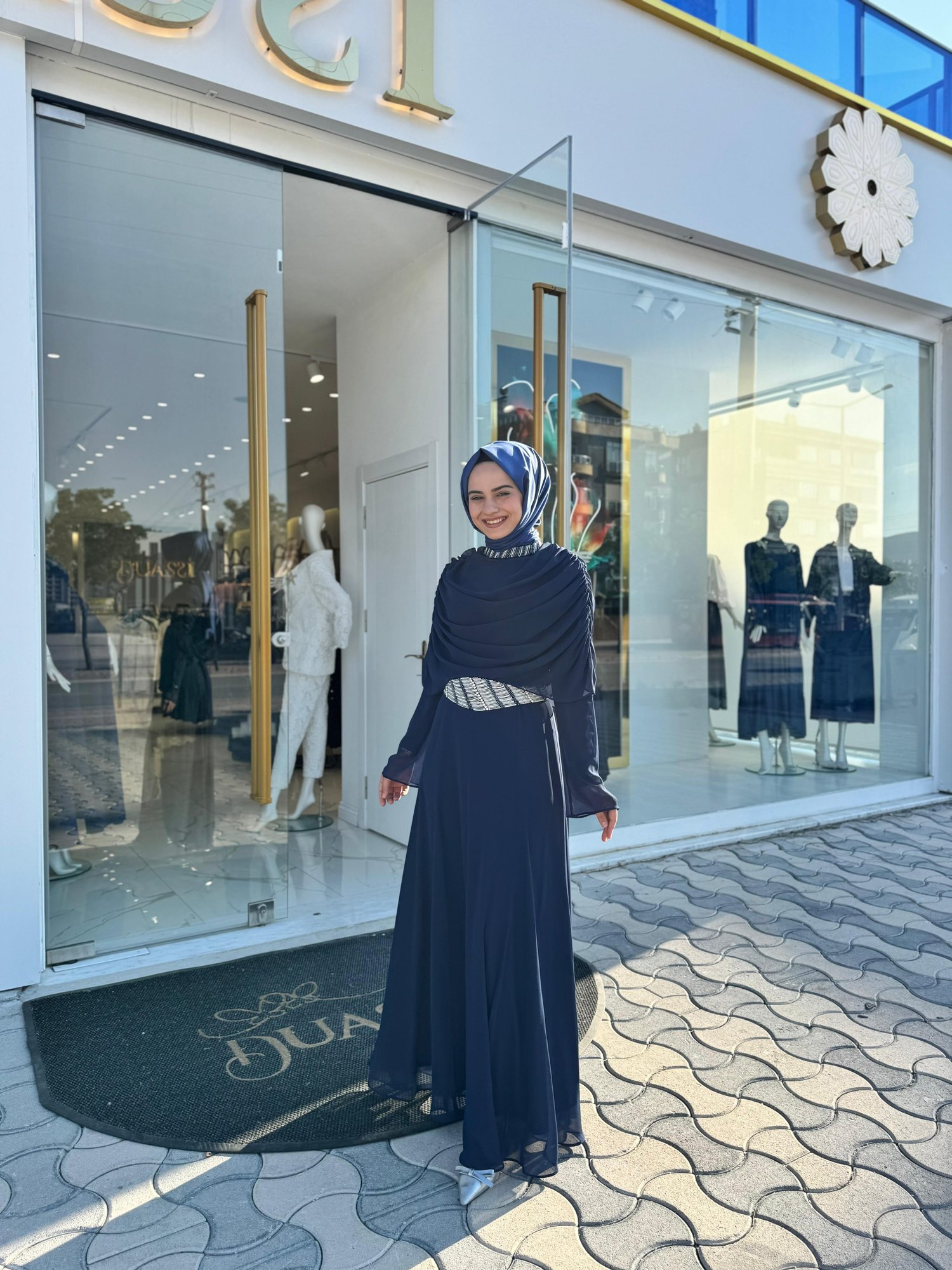 White Corner 3249 Elbise  - LACİVERT