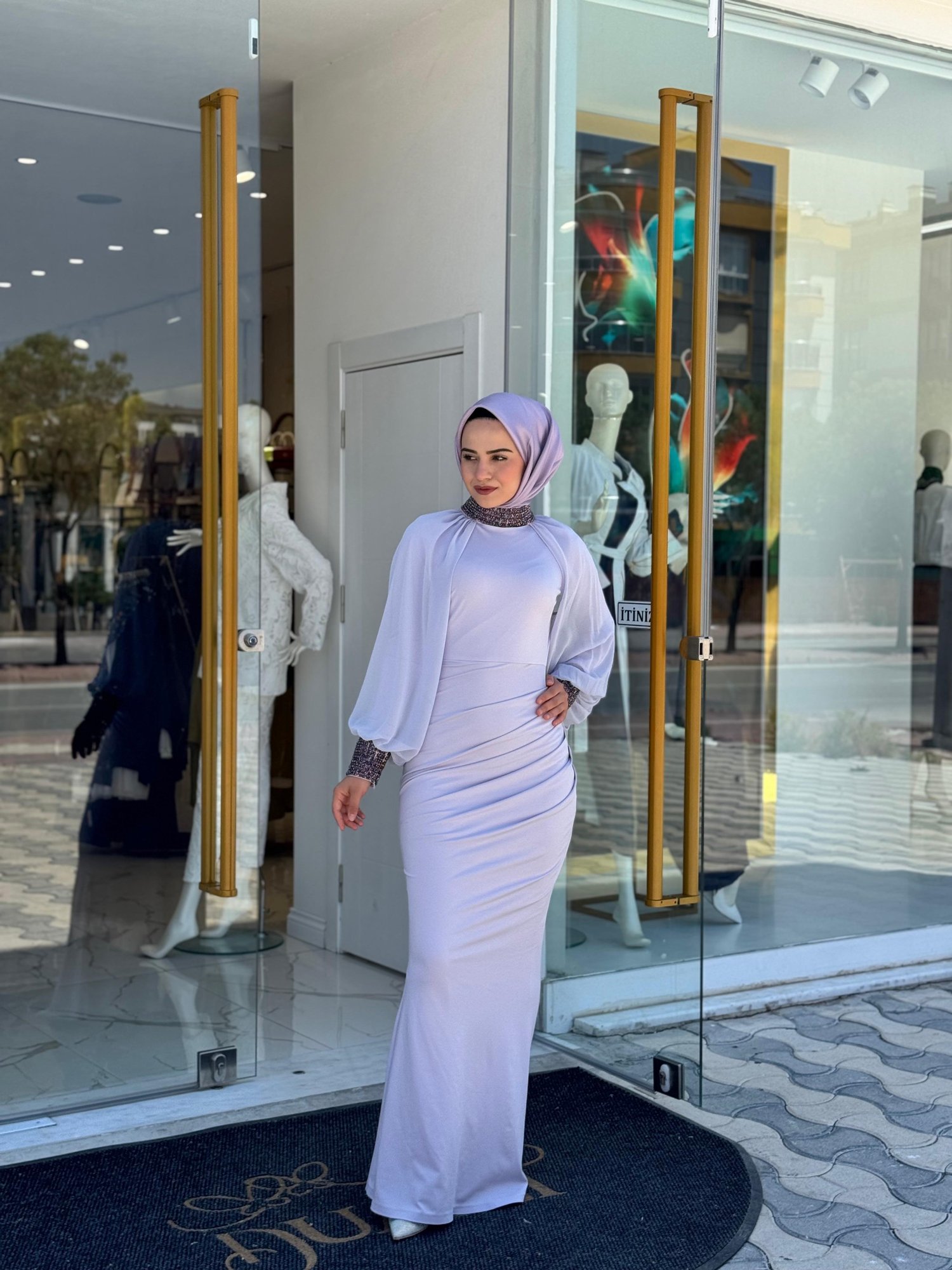 White Corner 3252 Abaya  - lila