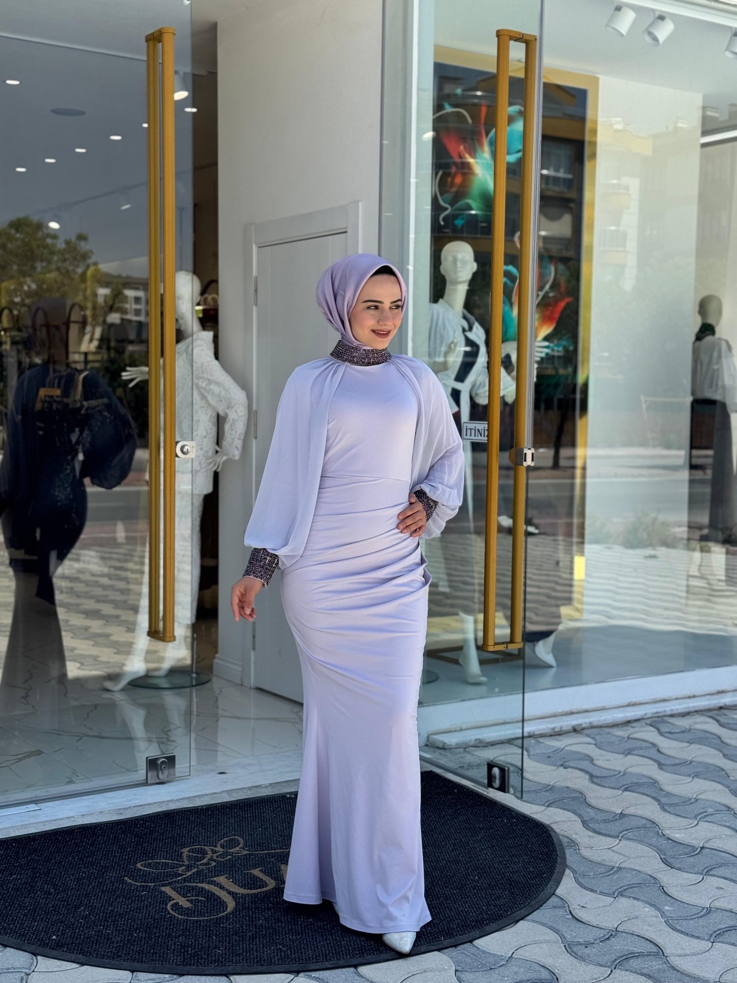 White Corner 3252 Abaya  - lila