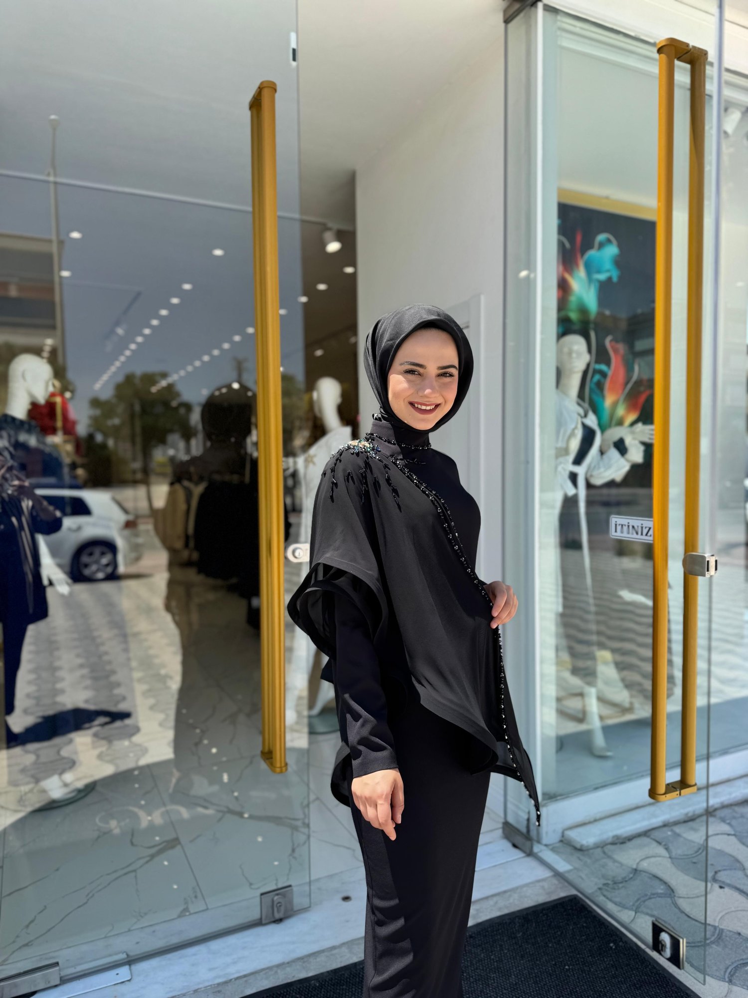 White Corner 3253 Elbise  - SİYAH