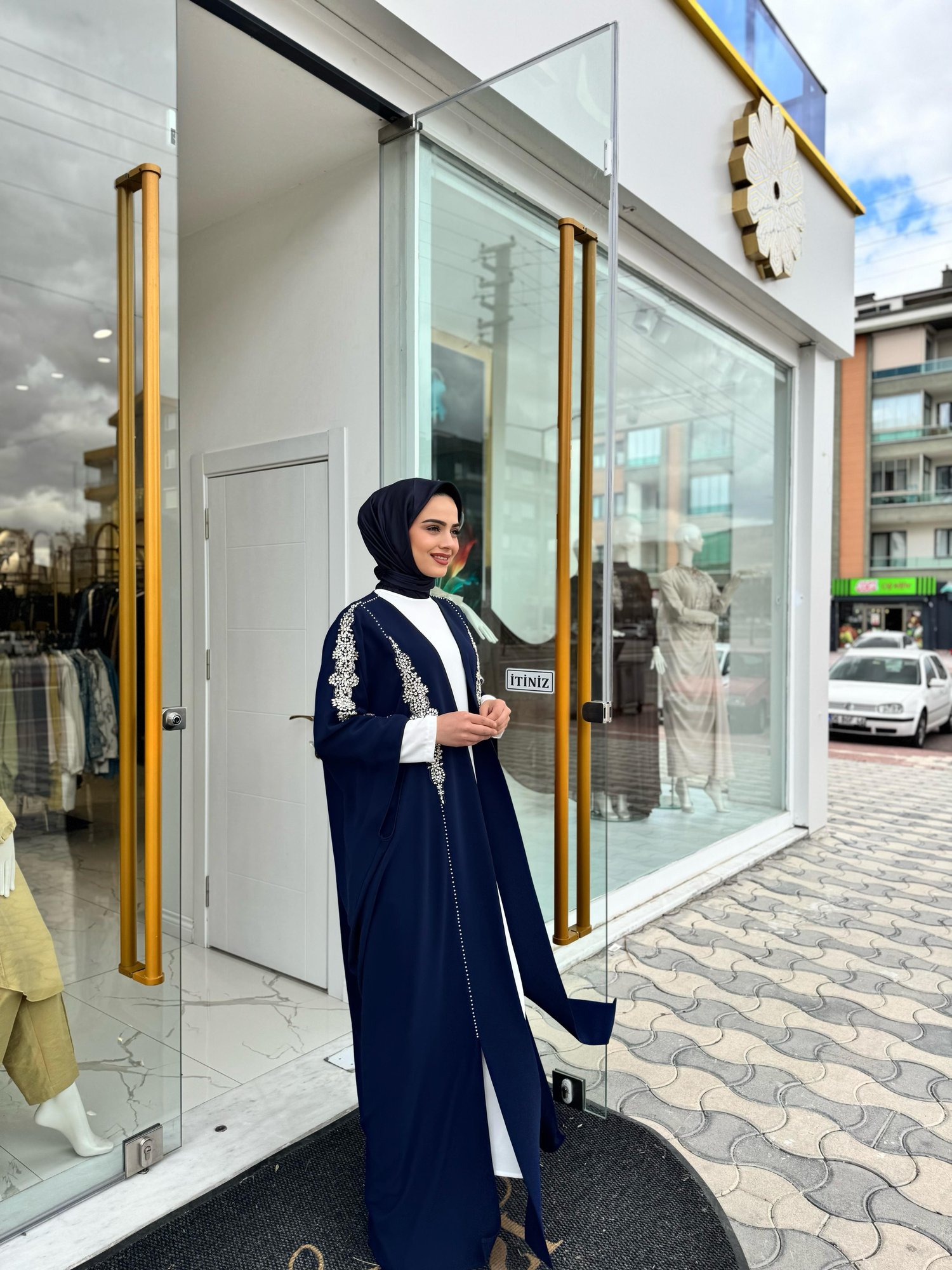 White Corner Abaya 2469 - LACİVERT
