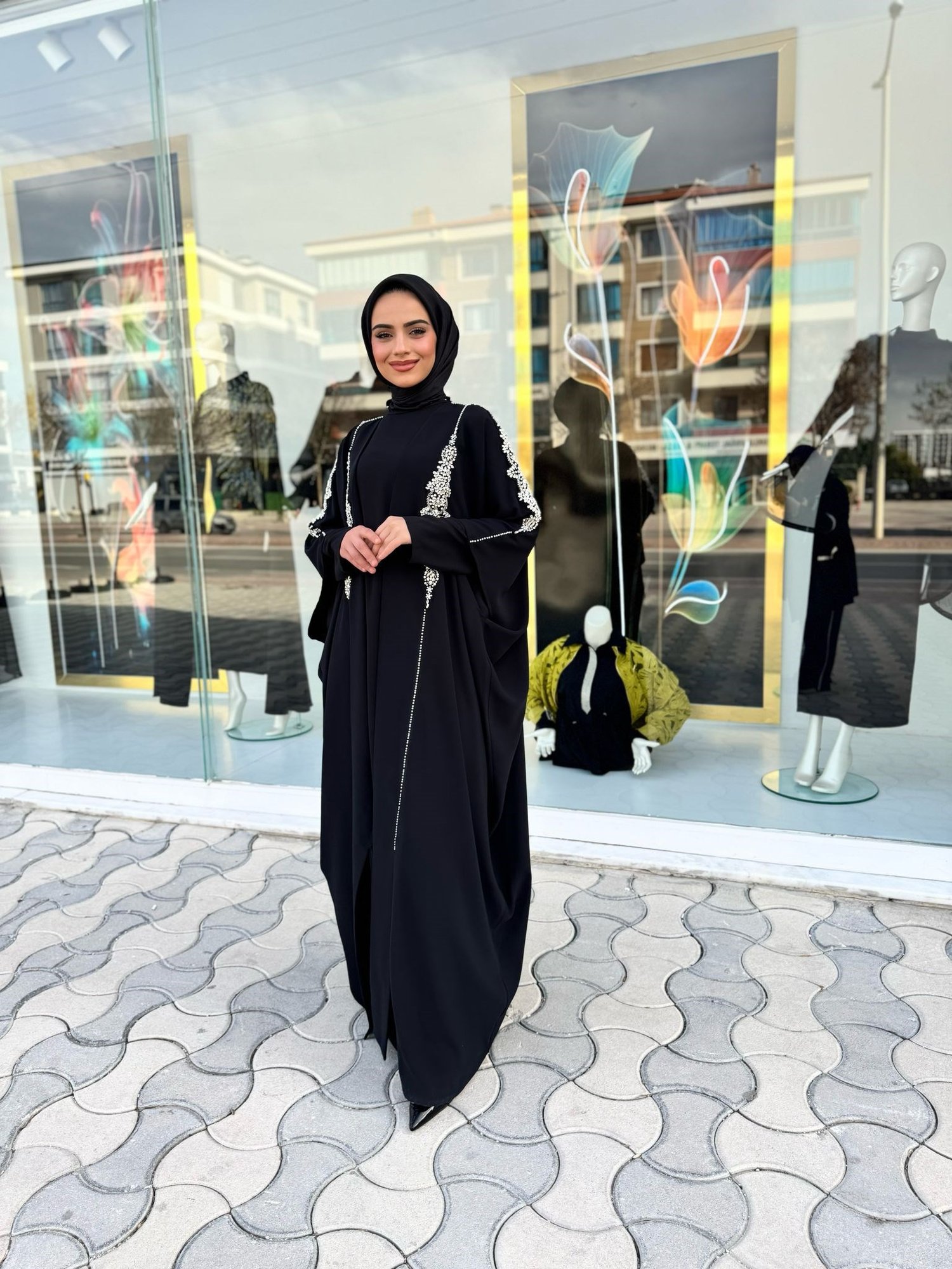 White Corner Abaya 2469 - SİYAH