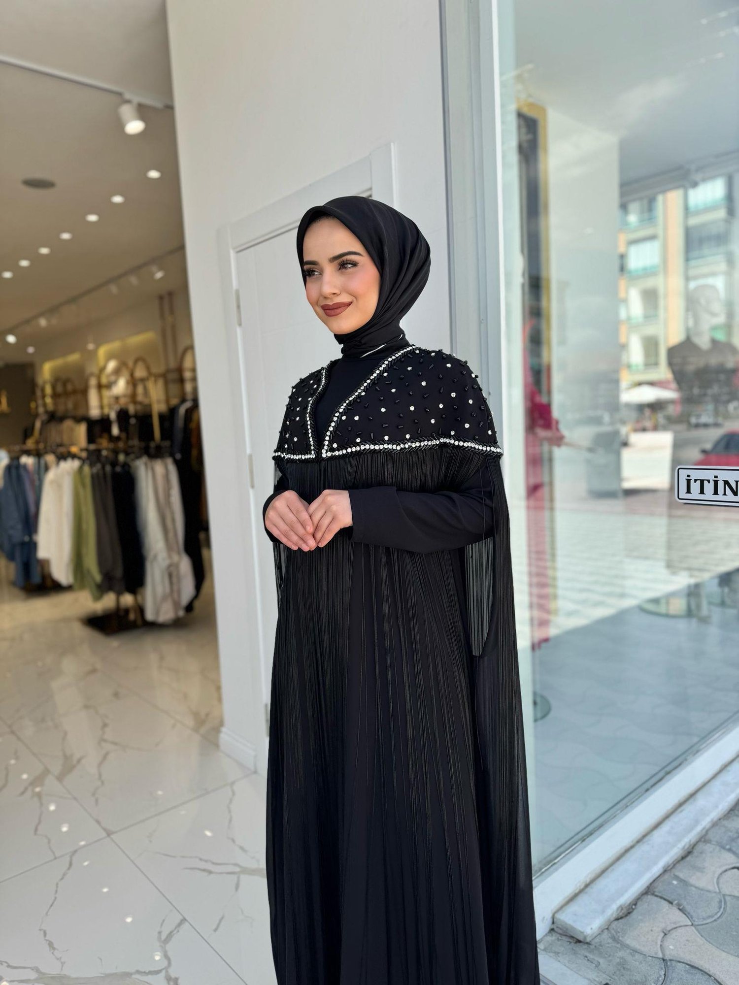 White Corner Abaya 2853 - SİYAH