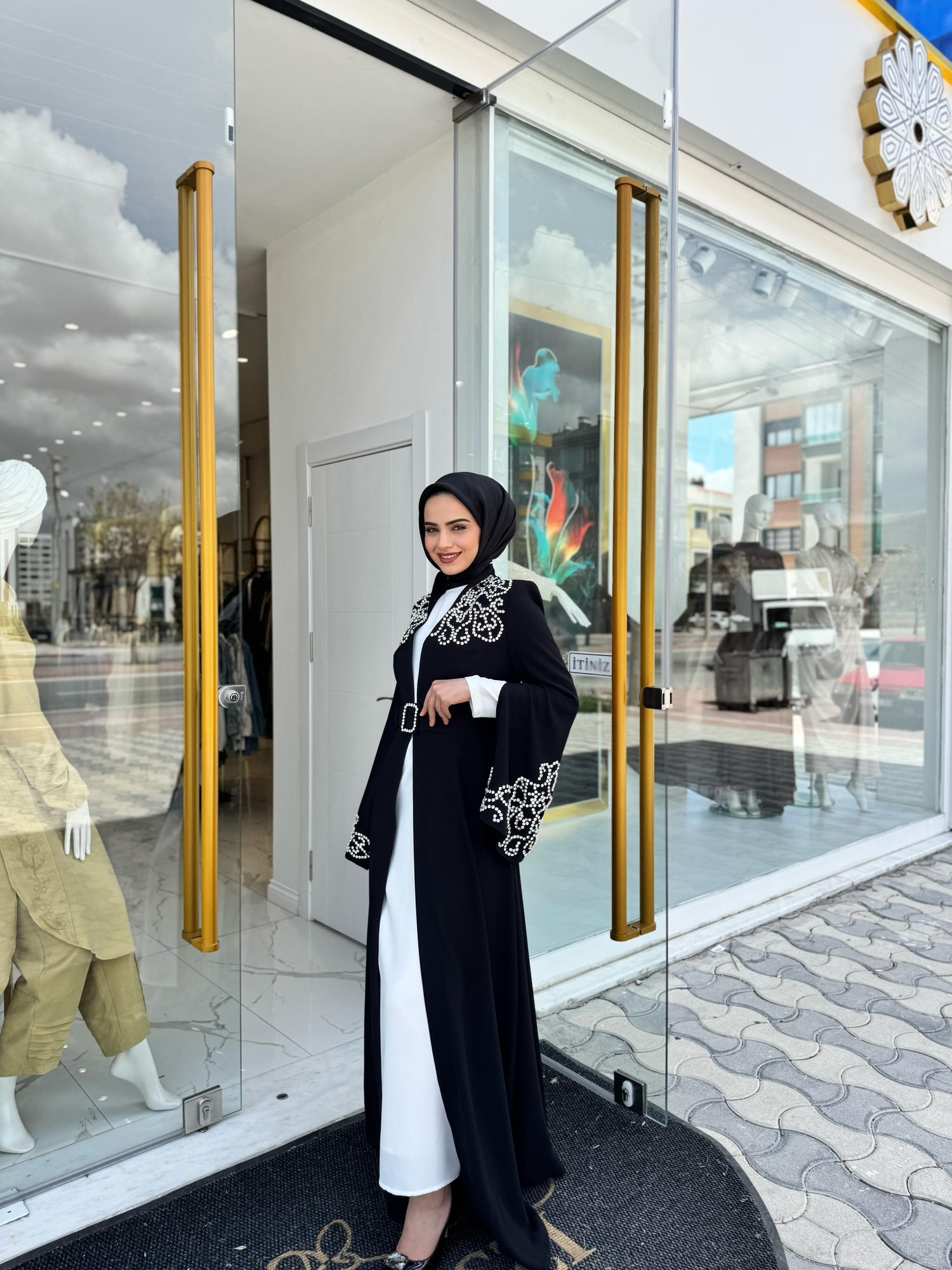 White Corner Abaya 2925 - SİYAH