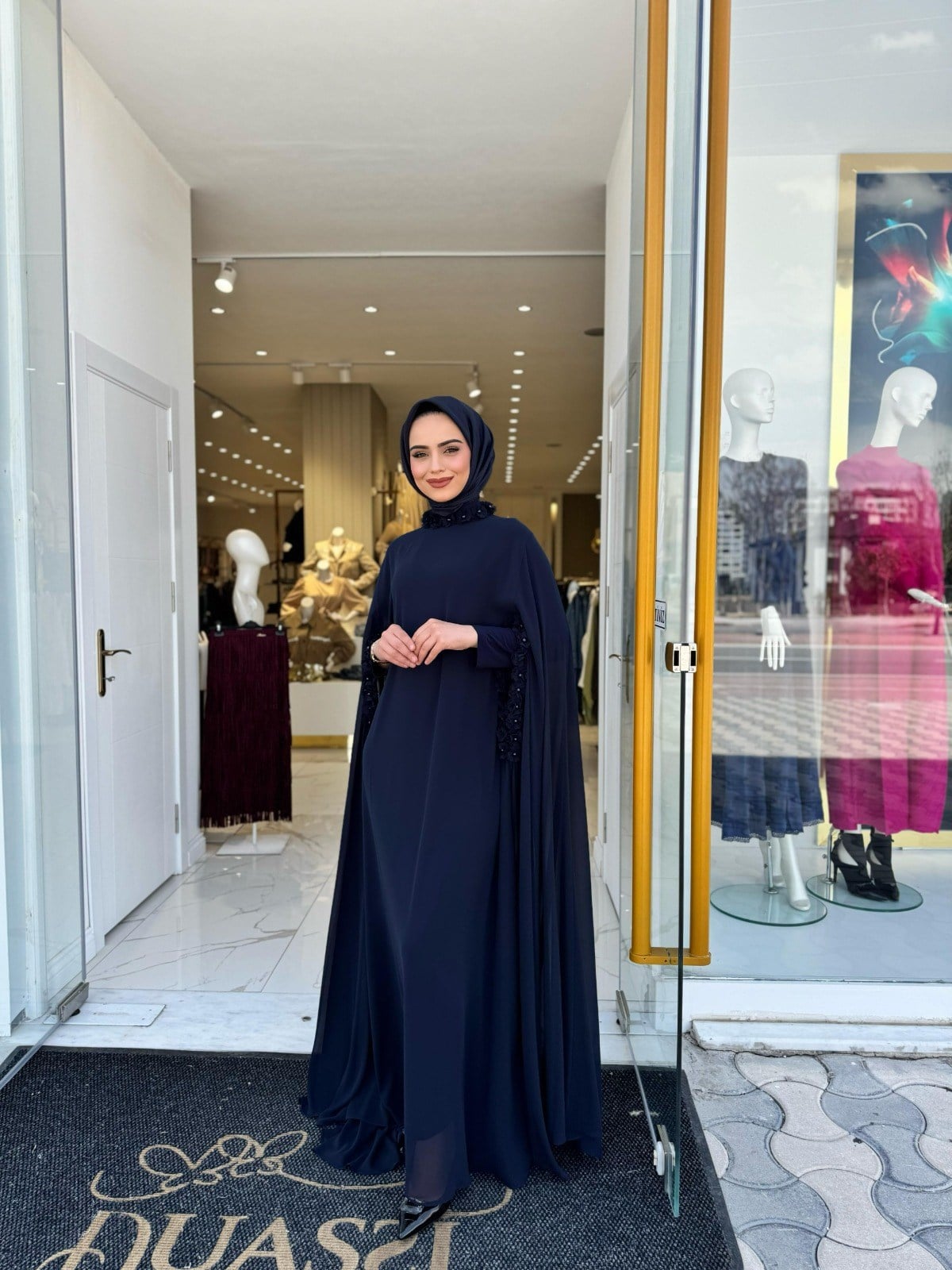 White Corner Abaya 3211 - LACİVERT
