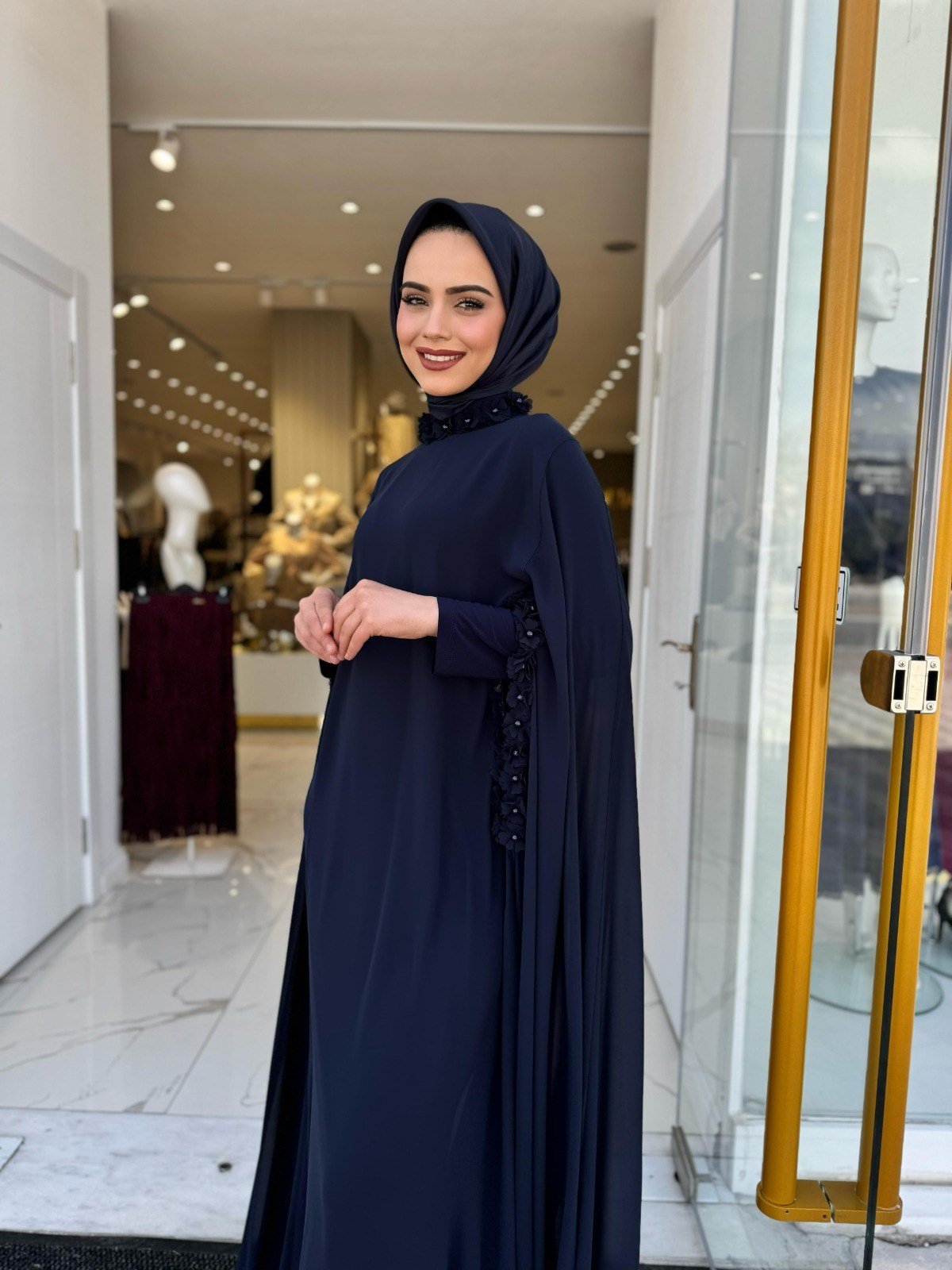White Corner Abaya 3211 - LACİVERT