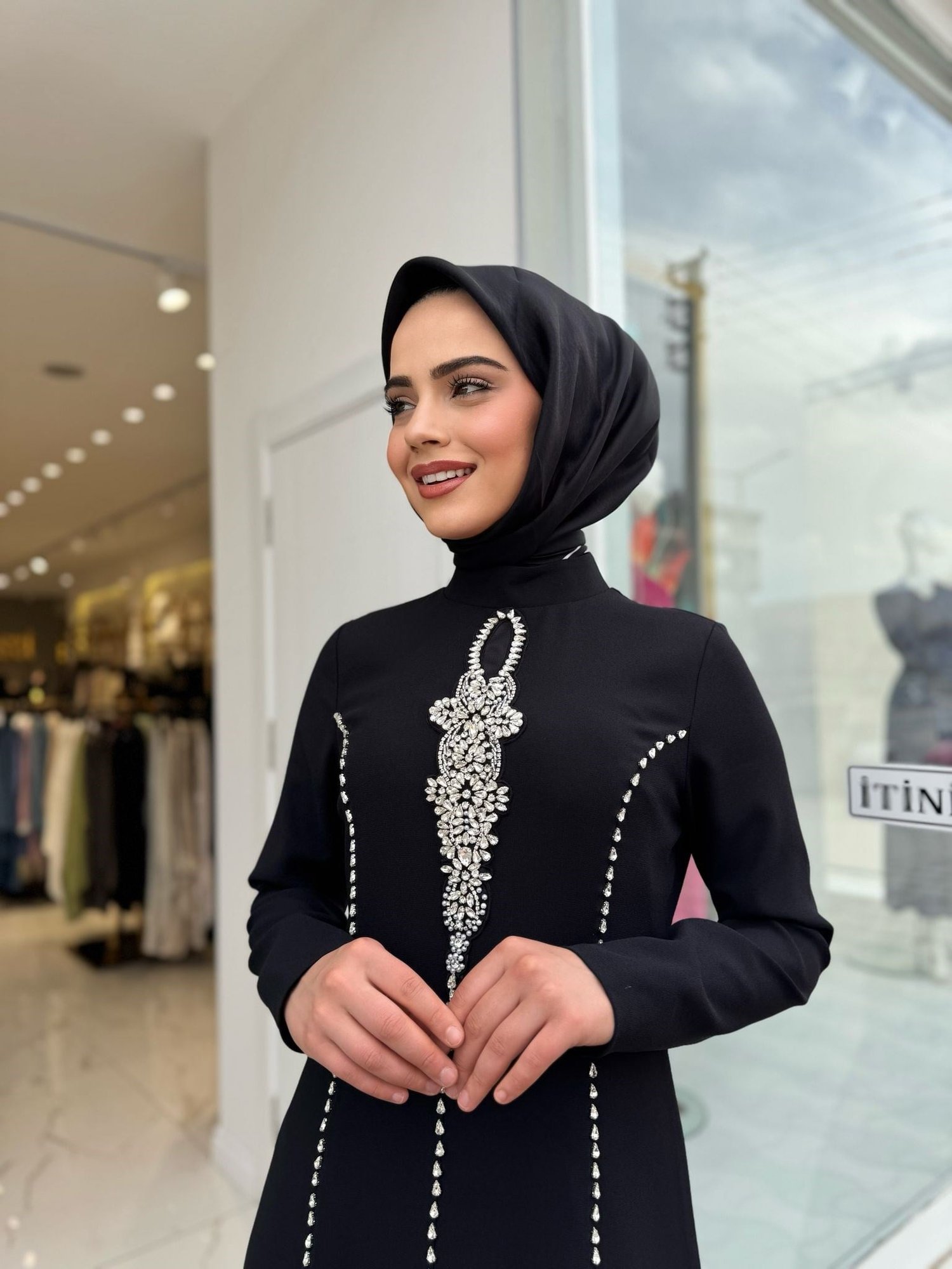White Corner Abiye Elbise 2897 - SİYAH