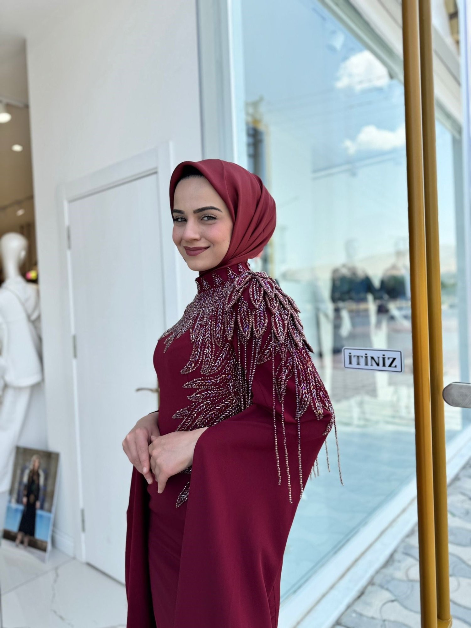 White Corner Abiye Elbise 2958 - BORDO