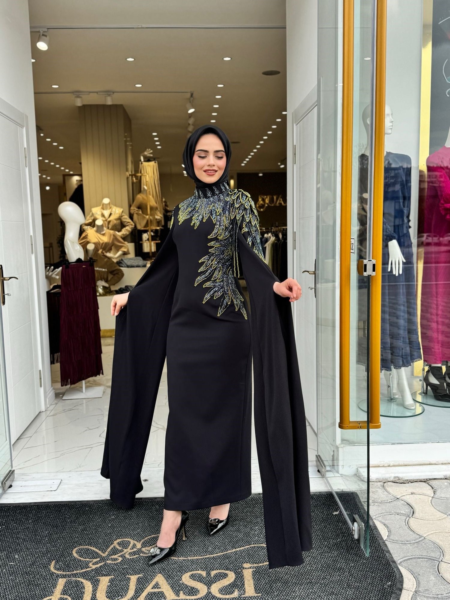 White Corner Abiye Elbise 2958 - SİYAH