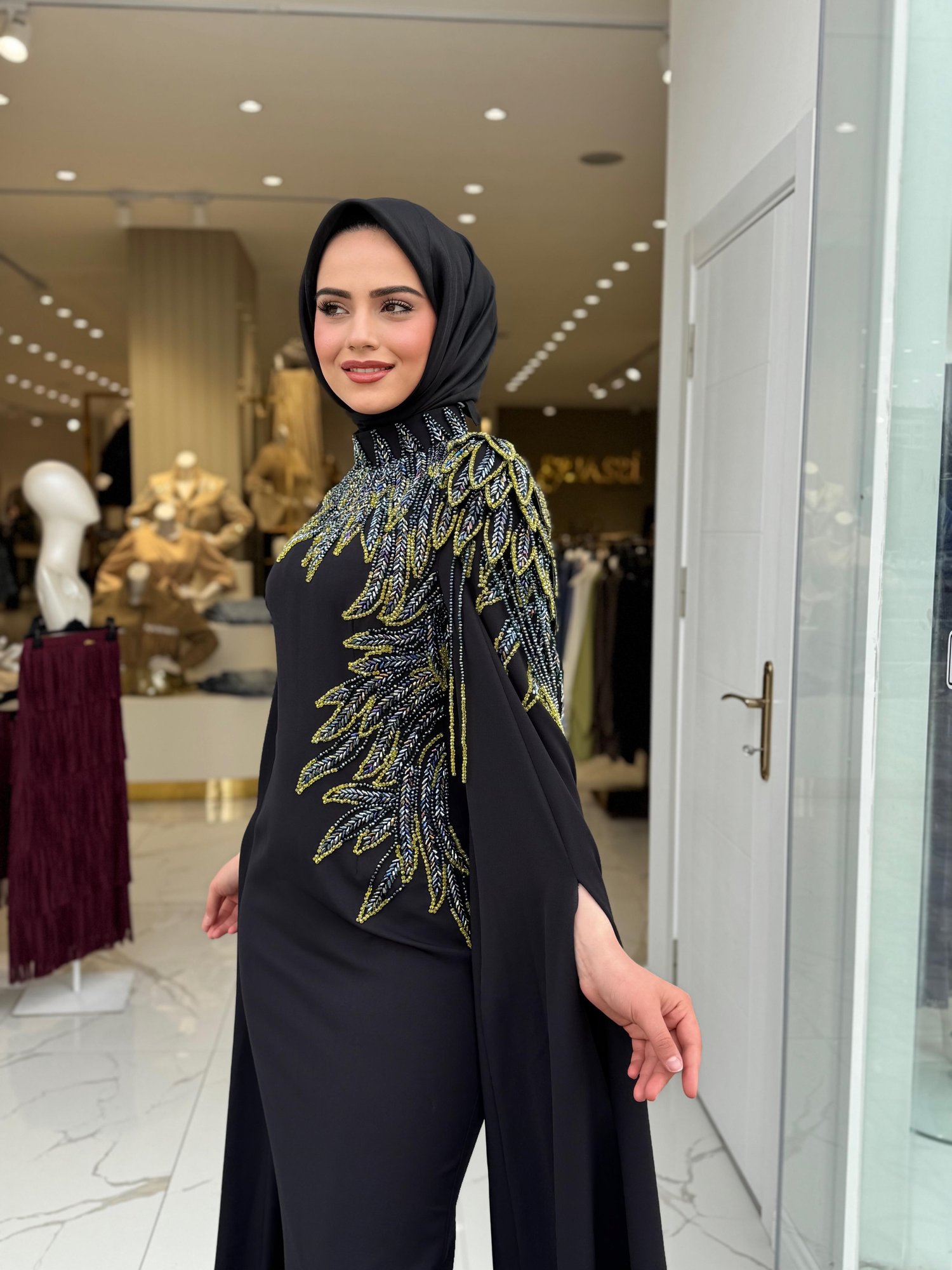 White Corner Abiye Elbise 2958 - YEŞİL