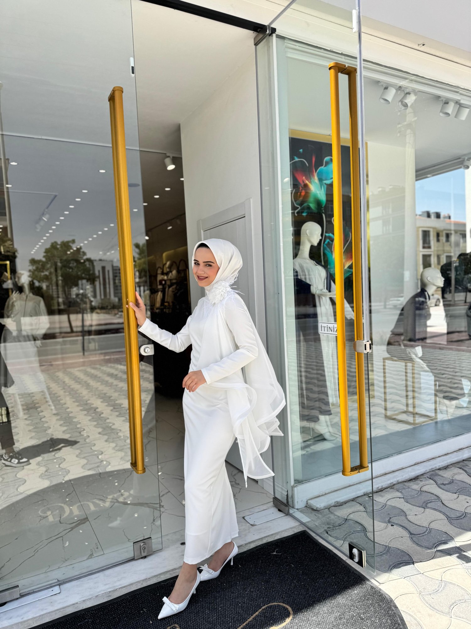 White Corner Abiye Elbise 3151 - EKRU