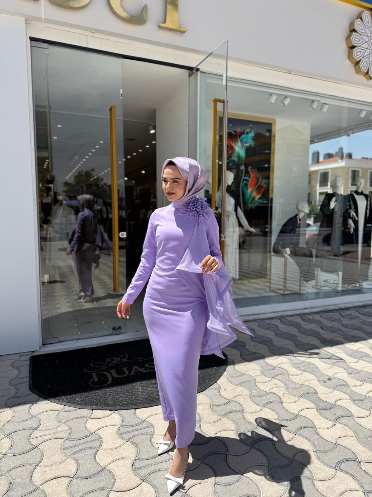 White Corner Abiye Elbise 3151 - lila