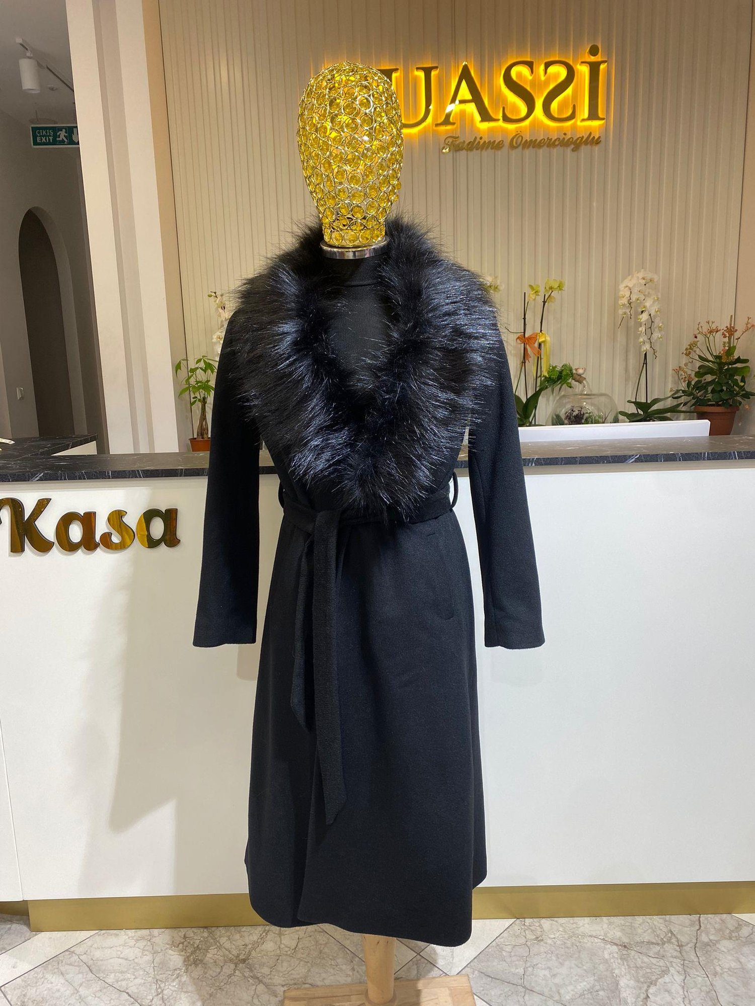 Yaka Kürk Detay Kaşe 6478 - SİYAH