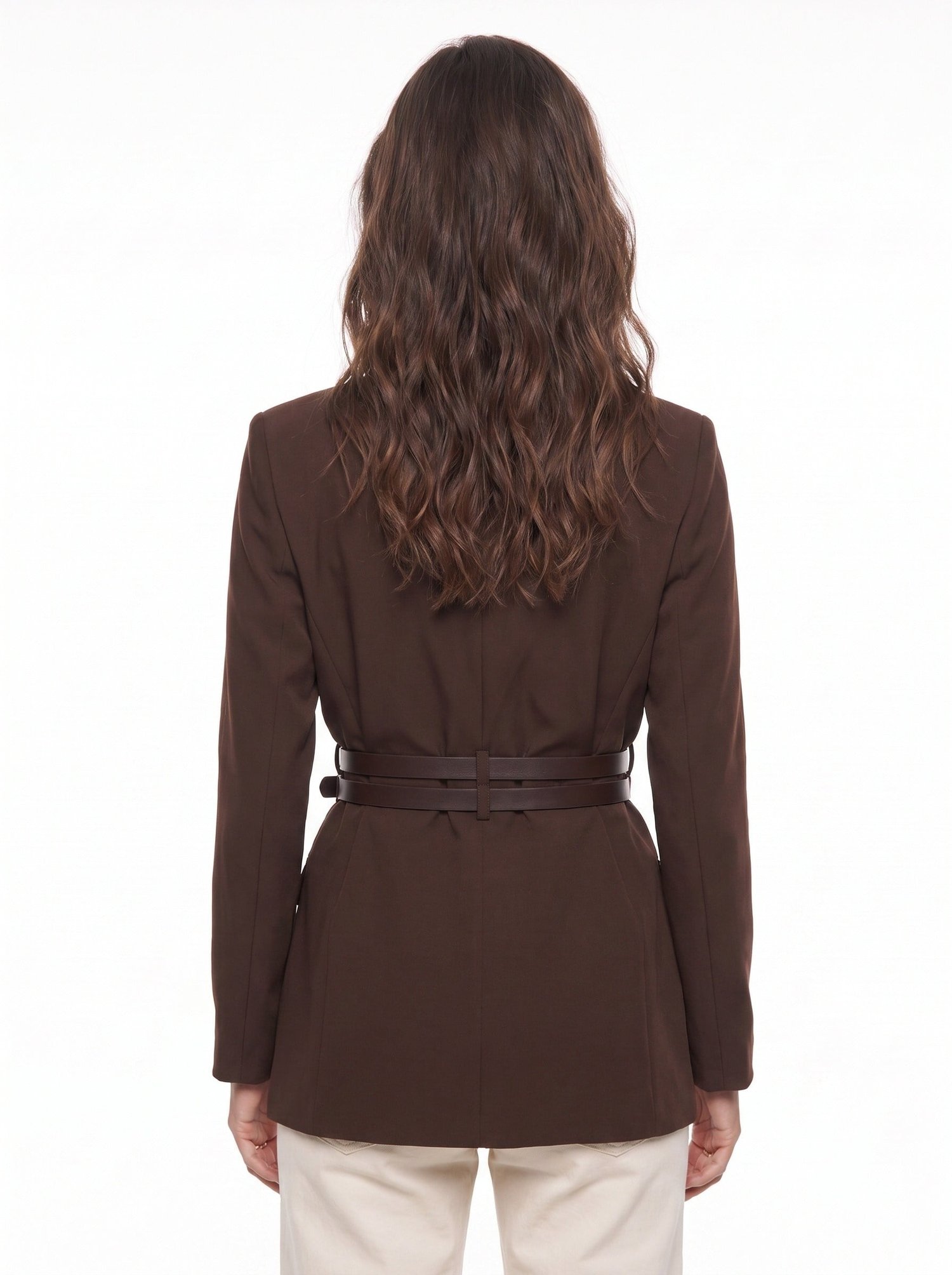 Acı Kahve Çift Kemerli Blazer Ceket