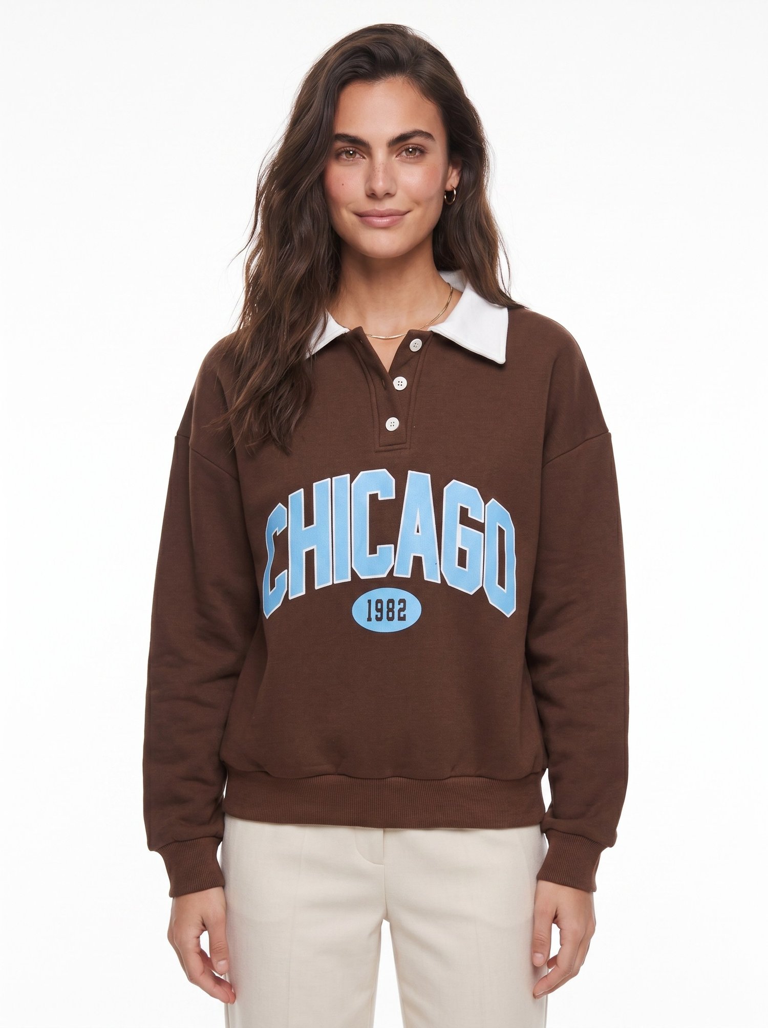 Acı Kahve Polo Yaka Sweatshirt