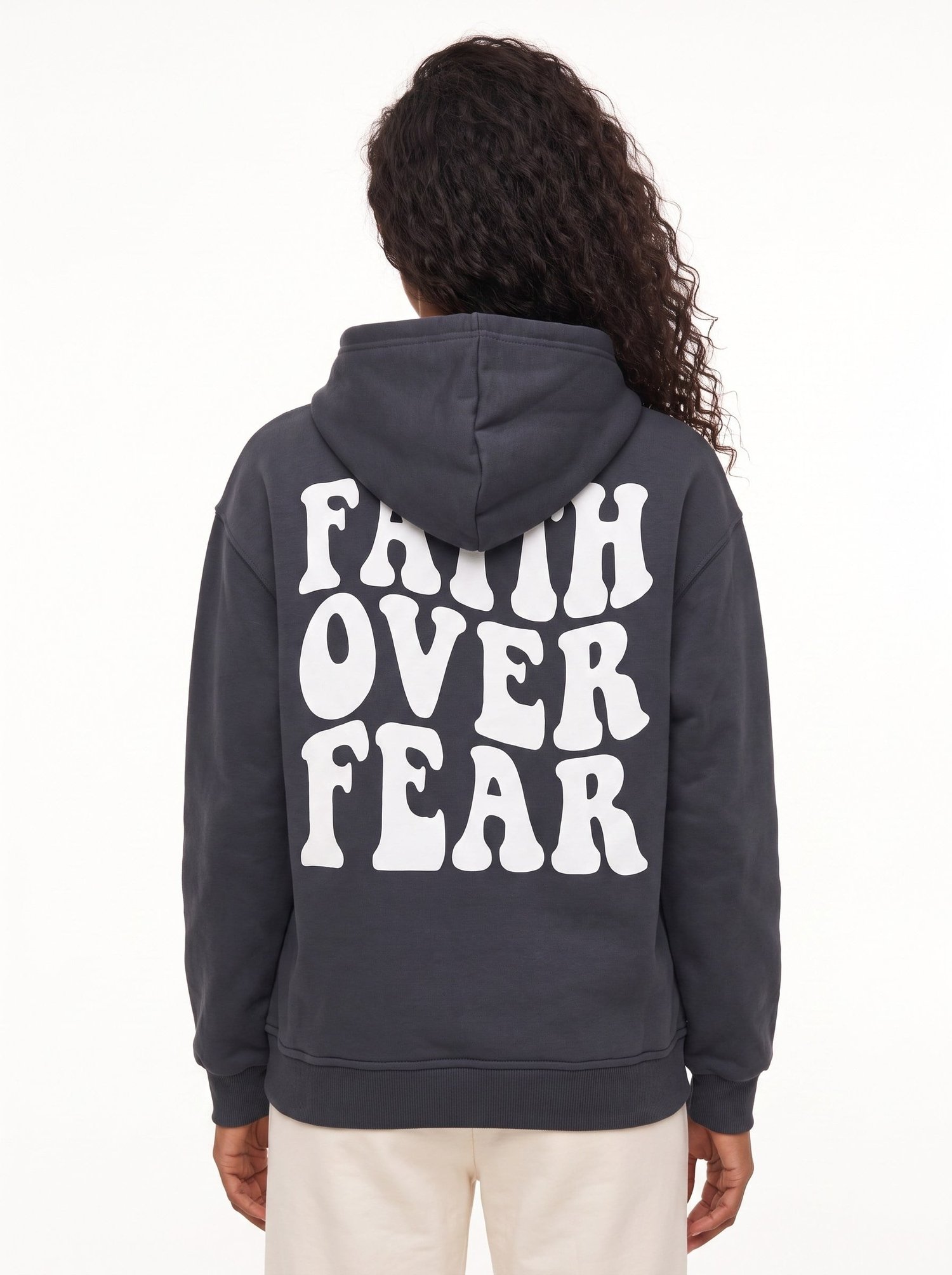 Antrasit Baskılı Oversize Kapüşonlu Sweatshirt