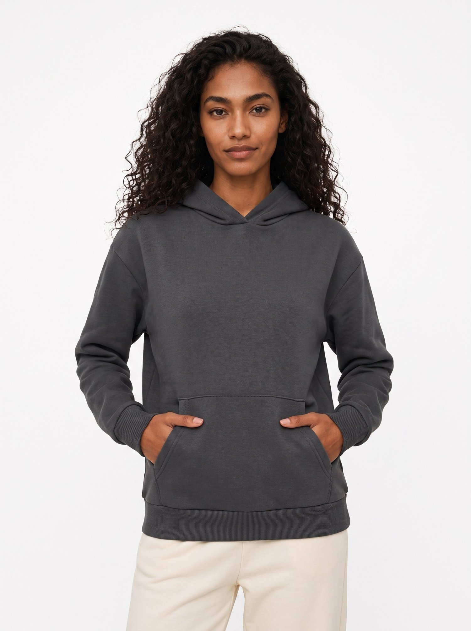 Antrasit Şardonlu Kanguru Cepli Sweatshirt