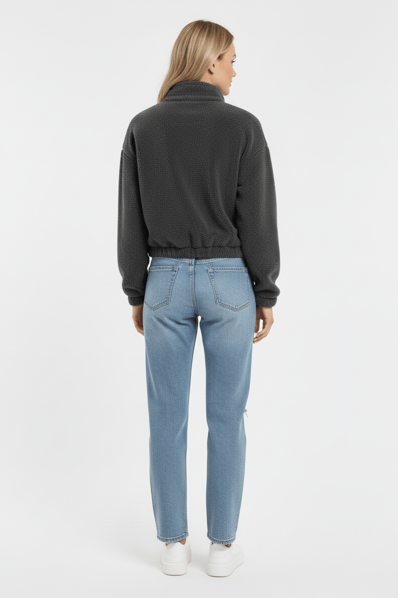 Antrasit Yarım Fermuarlı Sweatshirt