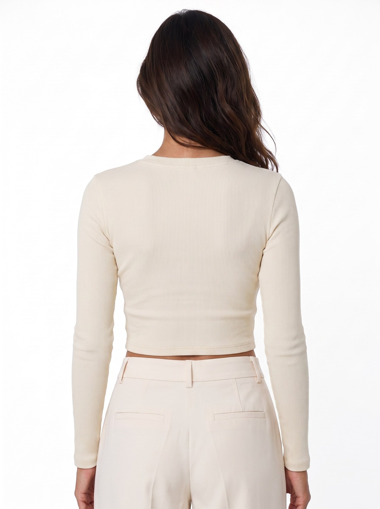 Bej Baskılı Kaşkorse Crop Bluz