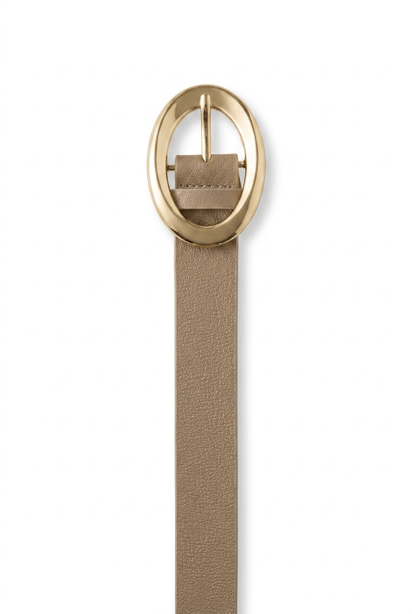 Bej Gold Oval Tokalı Kemer