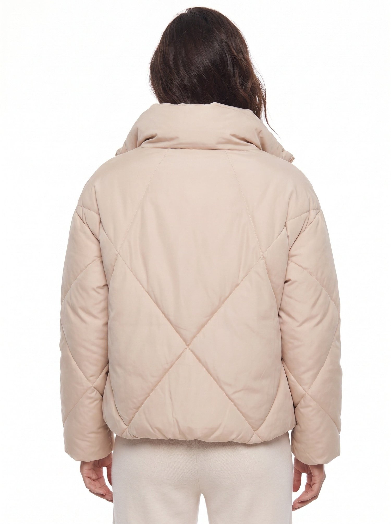 Bej Oversize Dik Yaka Mont