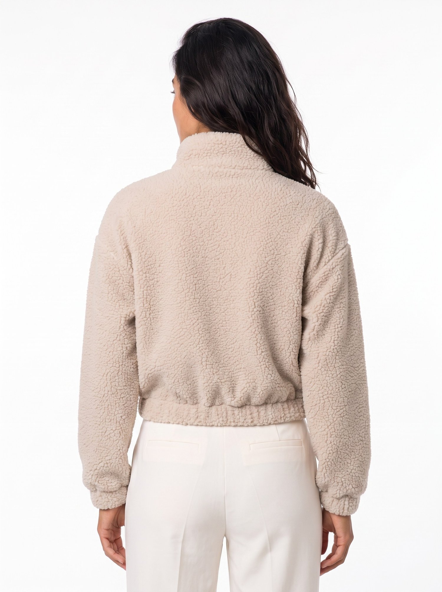 Bej Yarım Fermuarlı Sweatshirt