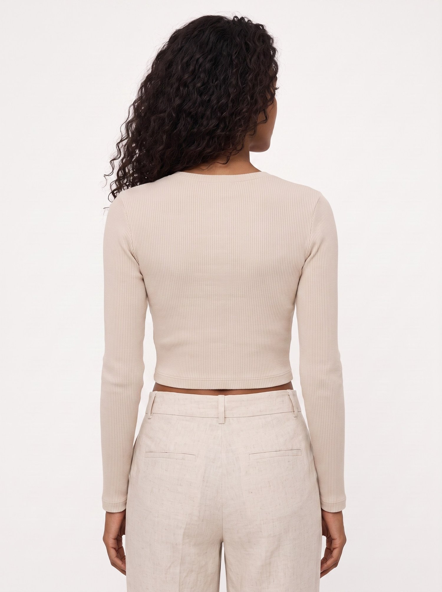 Bej Yıldız Nakışlı Crop Bluz