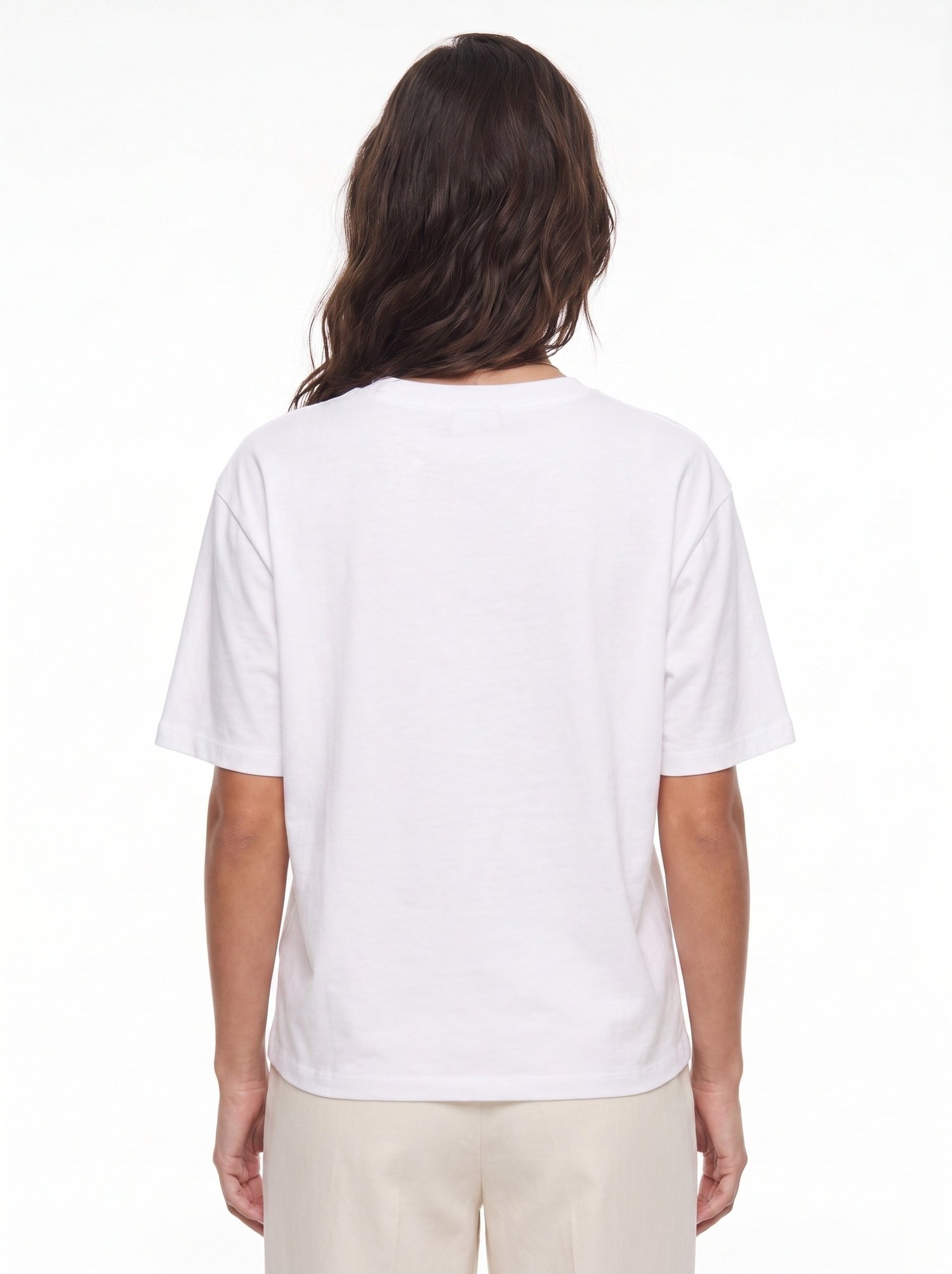 Beyaz At Nakışlı Oversize Tişört