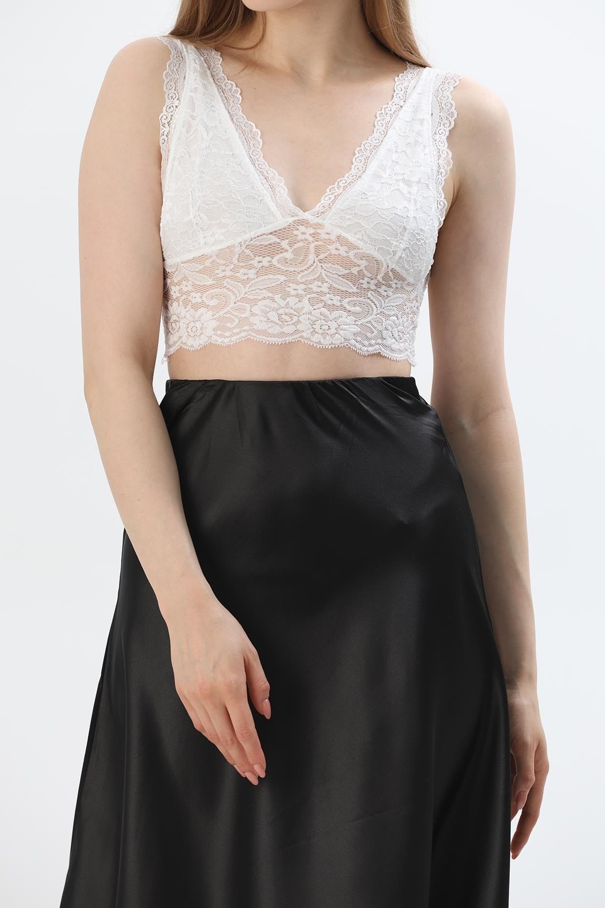 Beyaz Dantel Bralet Büstiyer