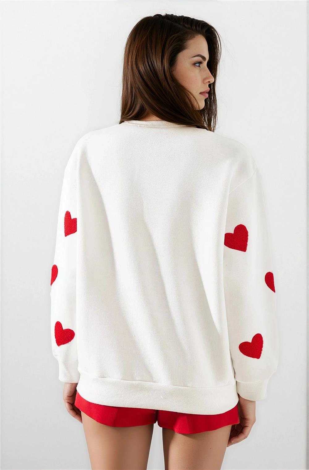 Beyaz Kalpli Sweatshirt