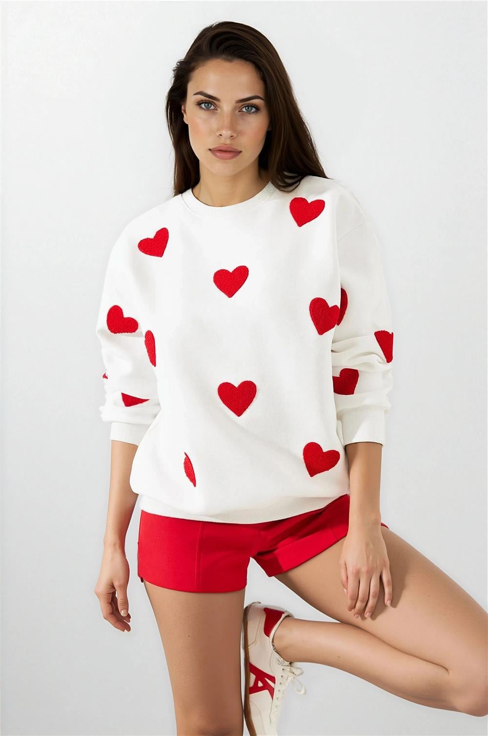 Beyaz Kalpli Sweatshirt