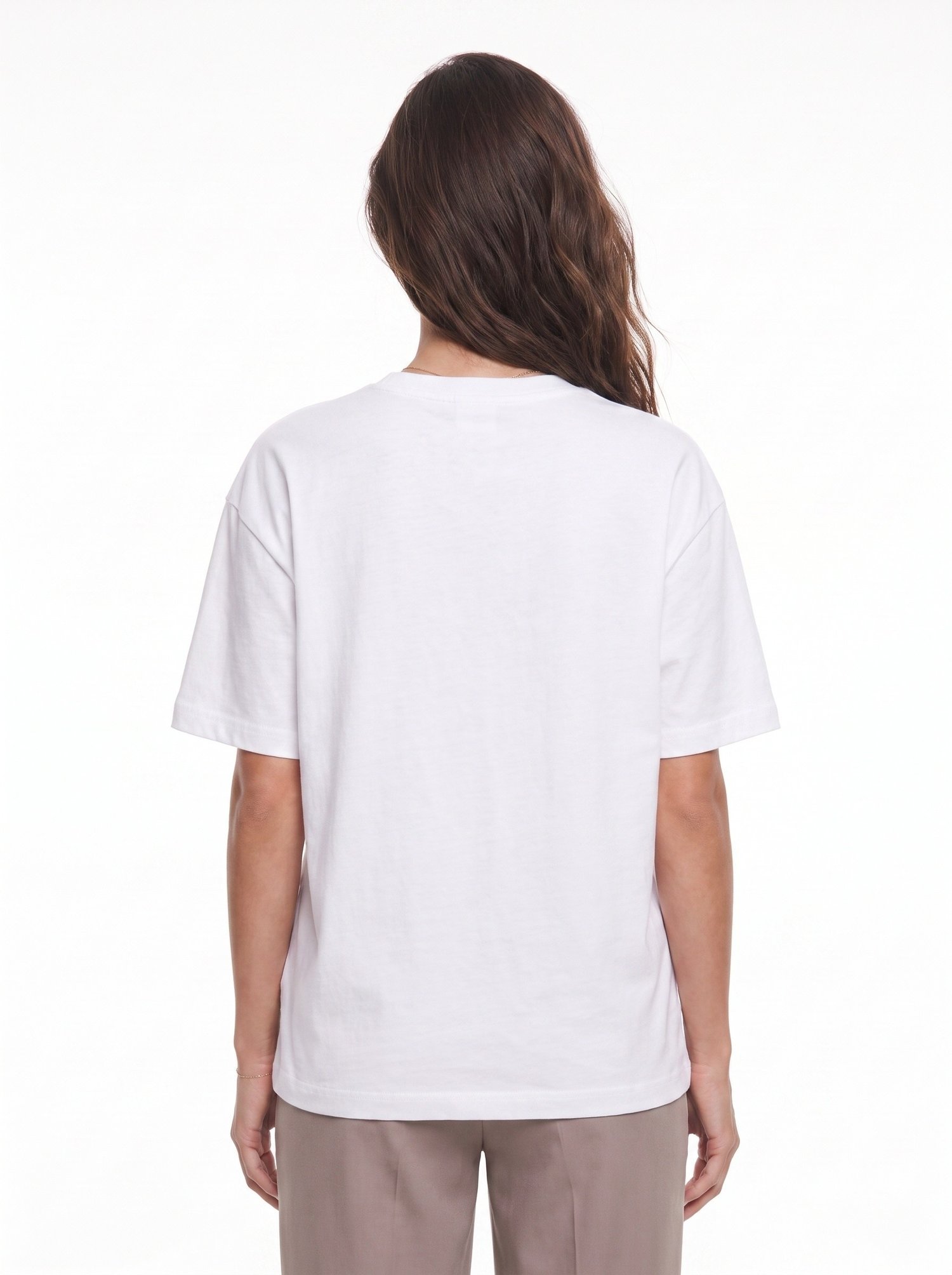 Beyaz Maymun Baskılı Oversize Tişört