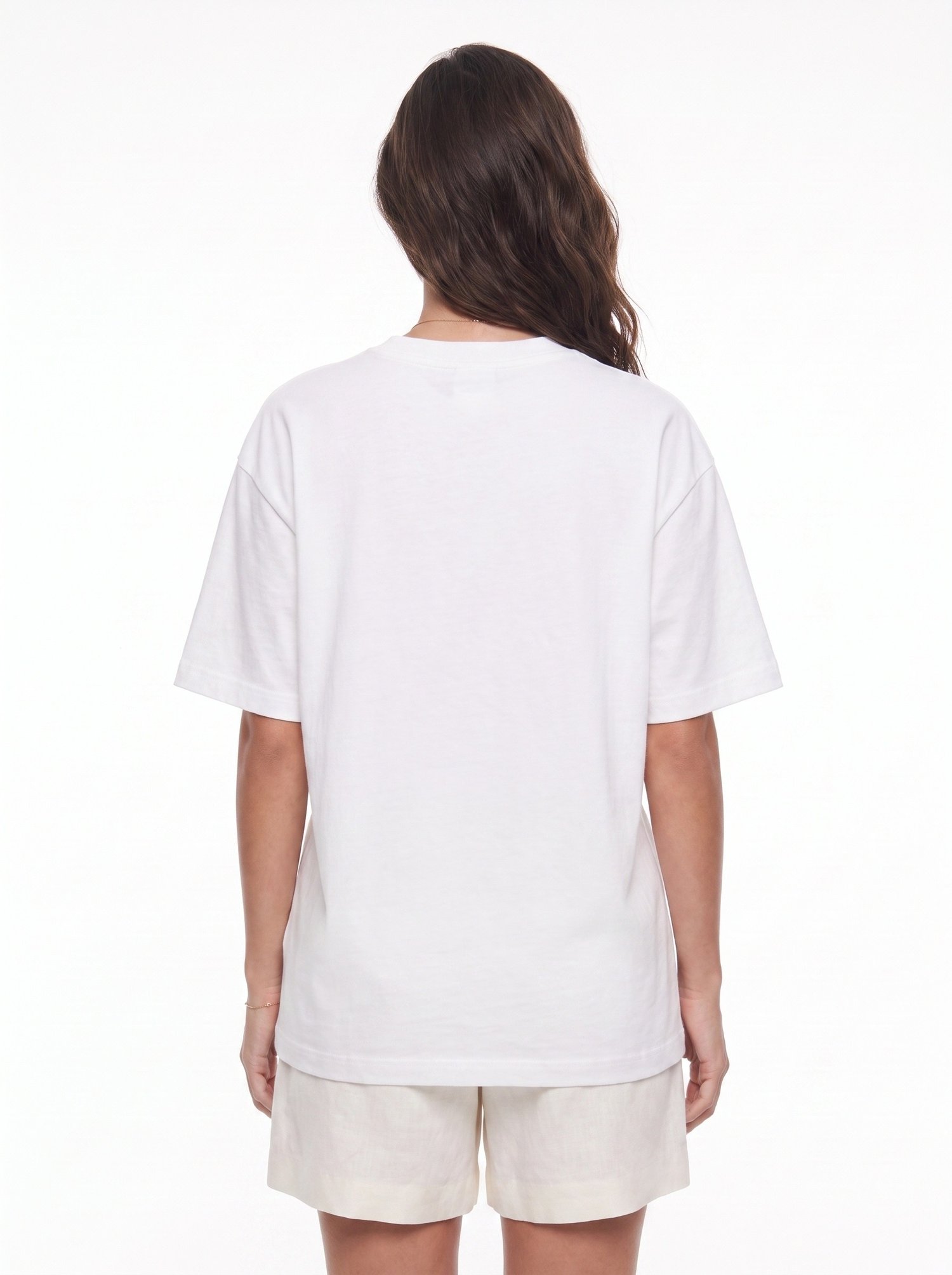 Beyaz Muz Baskılı Oversize Tişört
