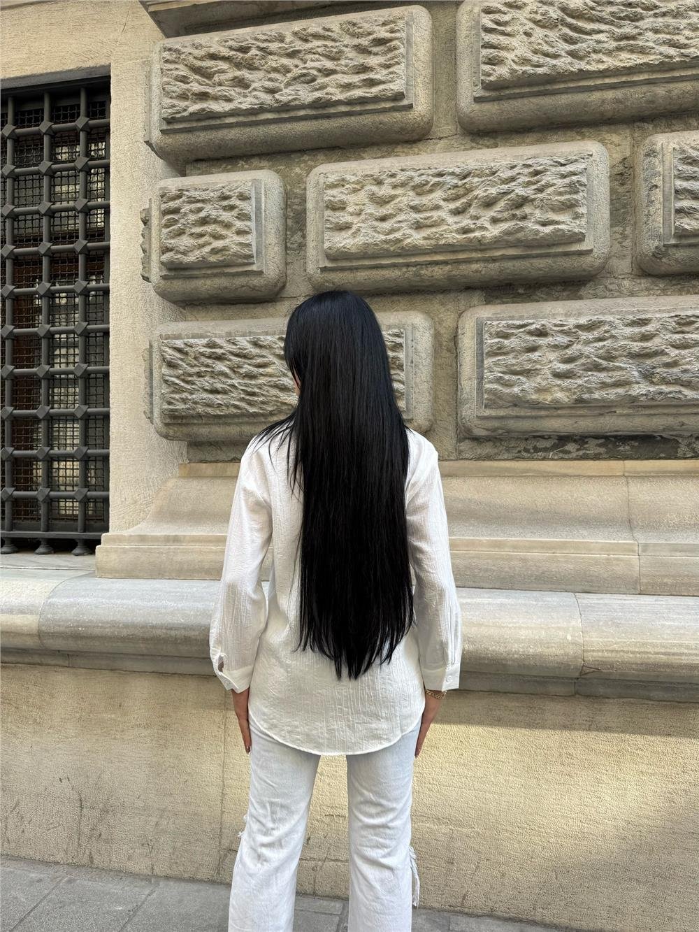 Beyaz Oversize Kırışık %100 Polyester Gömlek