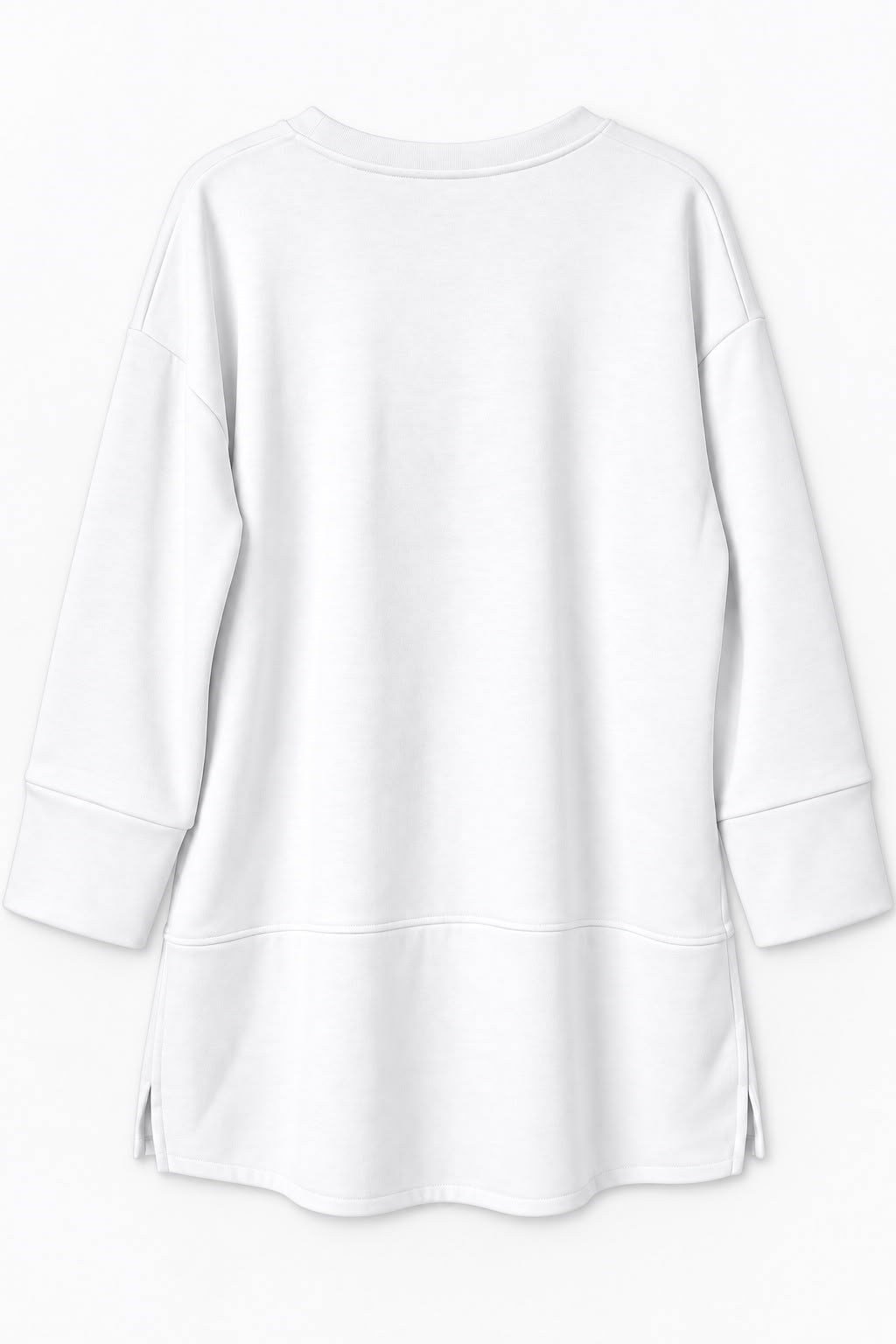 Beyaz Oversize Manşet Detaylı Tunik