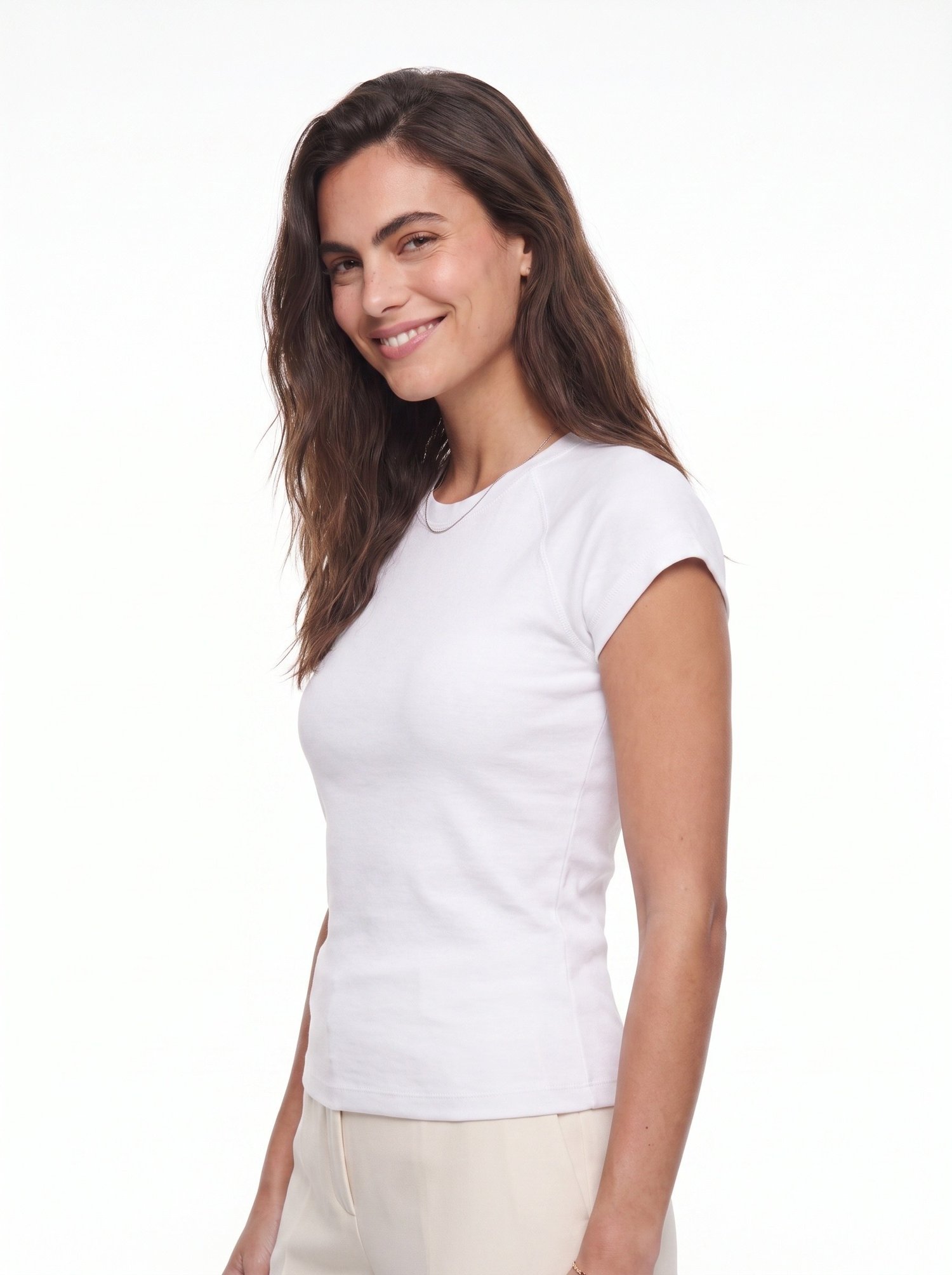 Beyaz Pamuklu Ranglan Kol Tişört